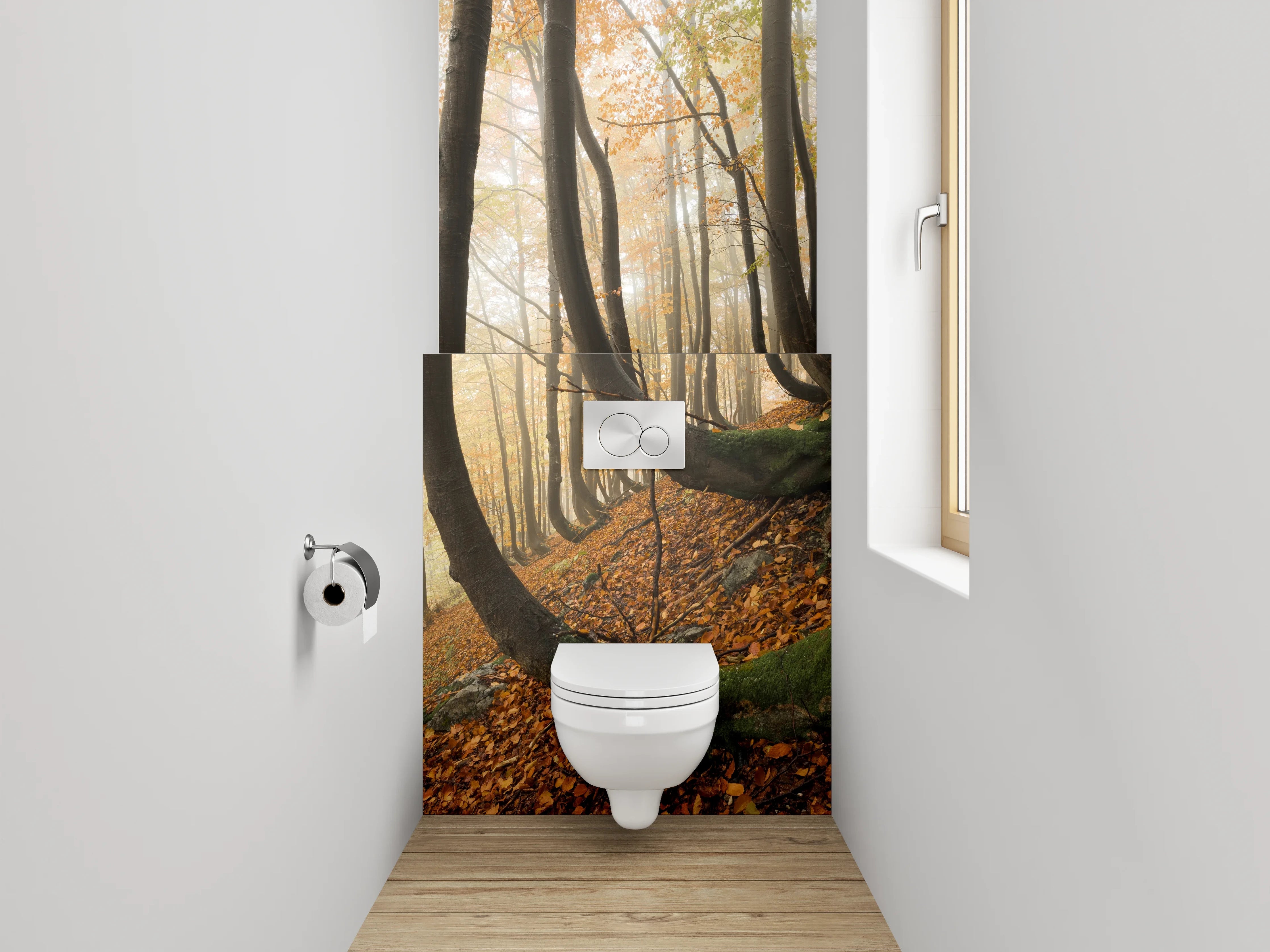 WC-Rückwand - Mystischer Herbstwald auf Hang
