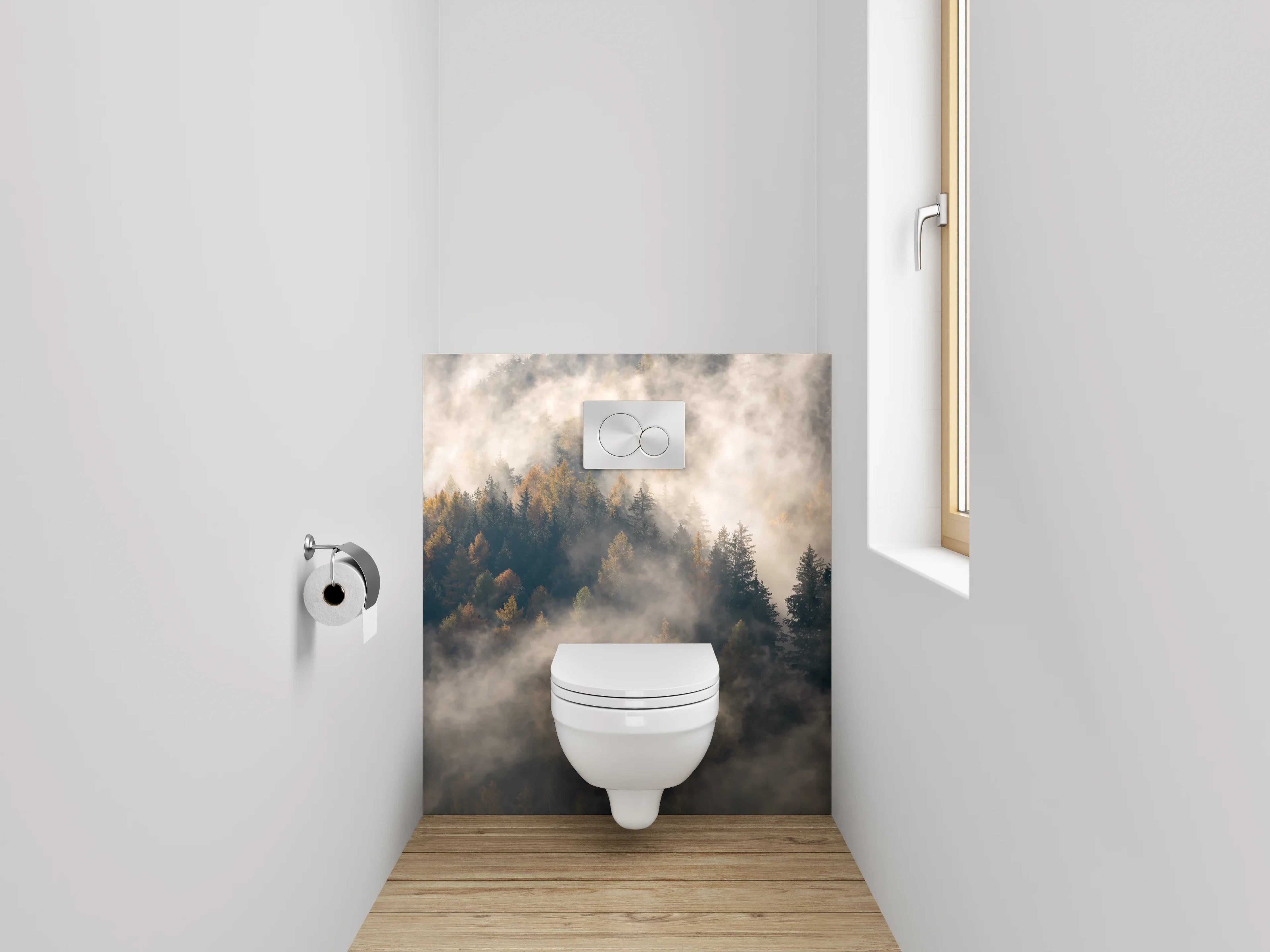 WC-Rückwand - Mystischer Nebelwald Fotokunst