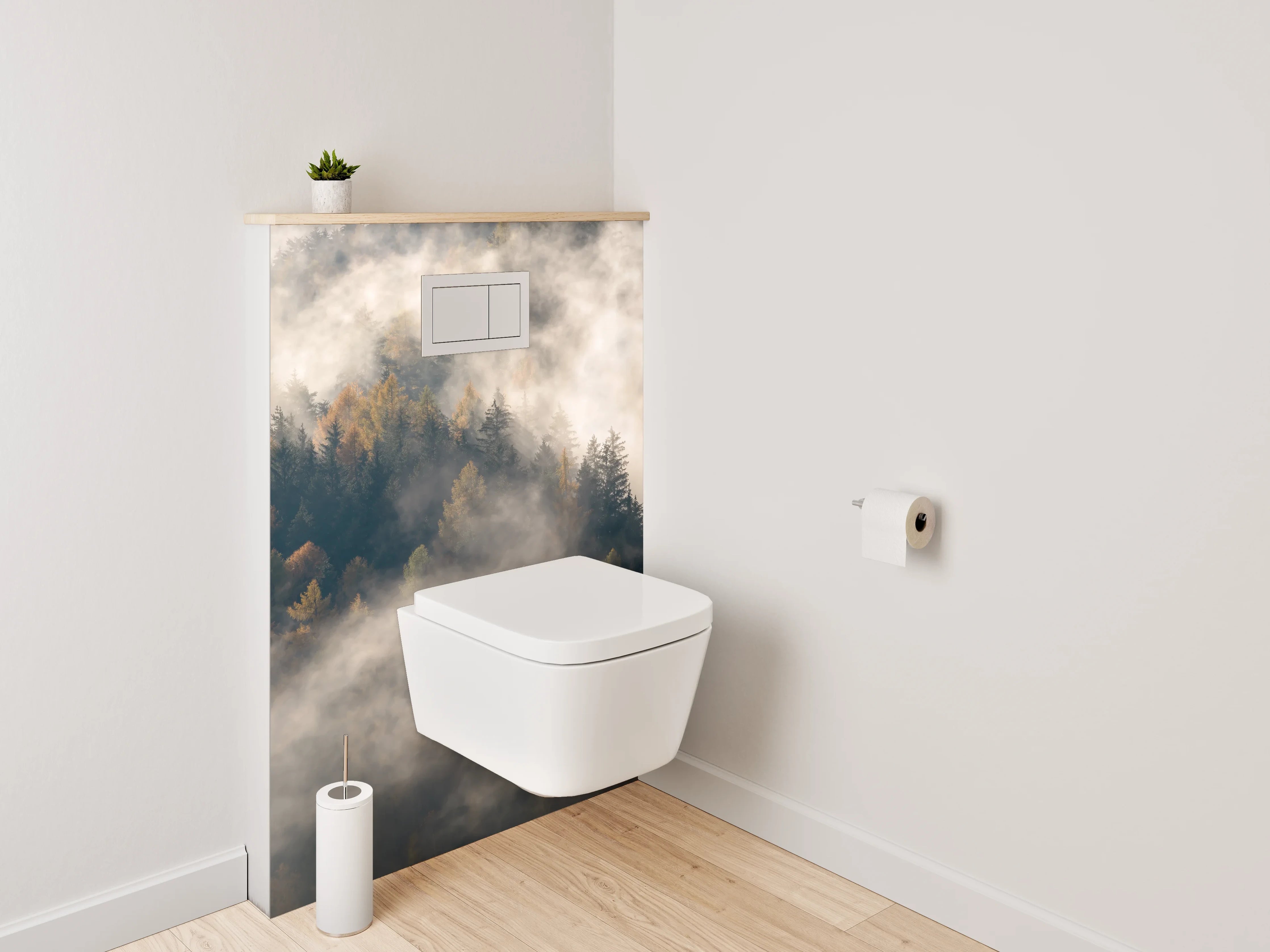 WC-Rückwand - Mystischer Nebelwald Fotokunst