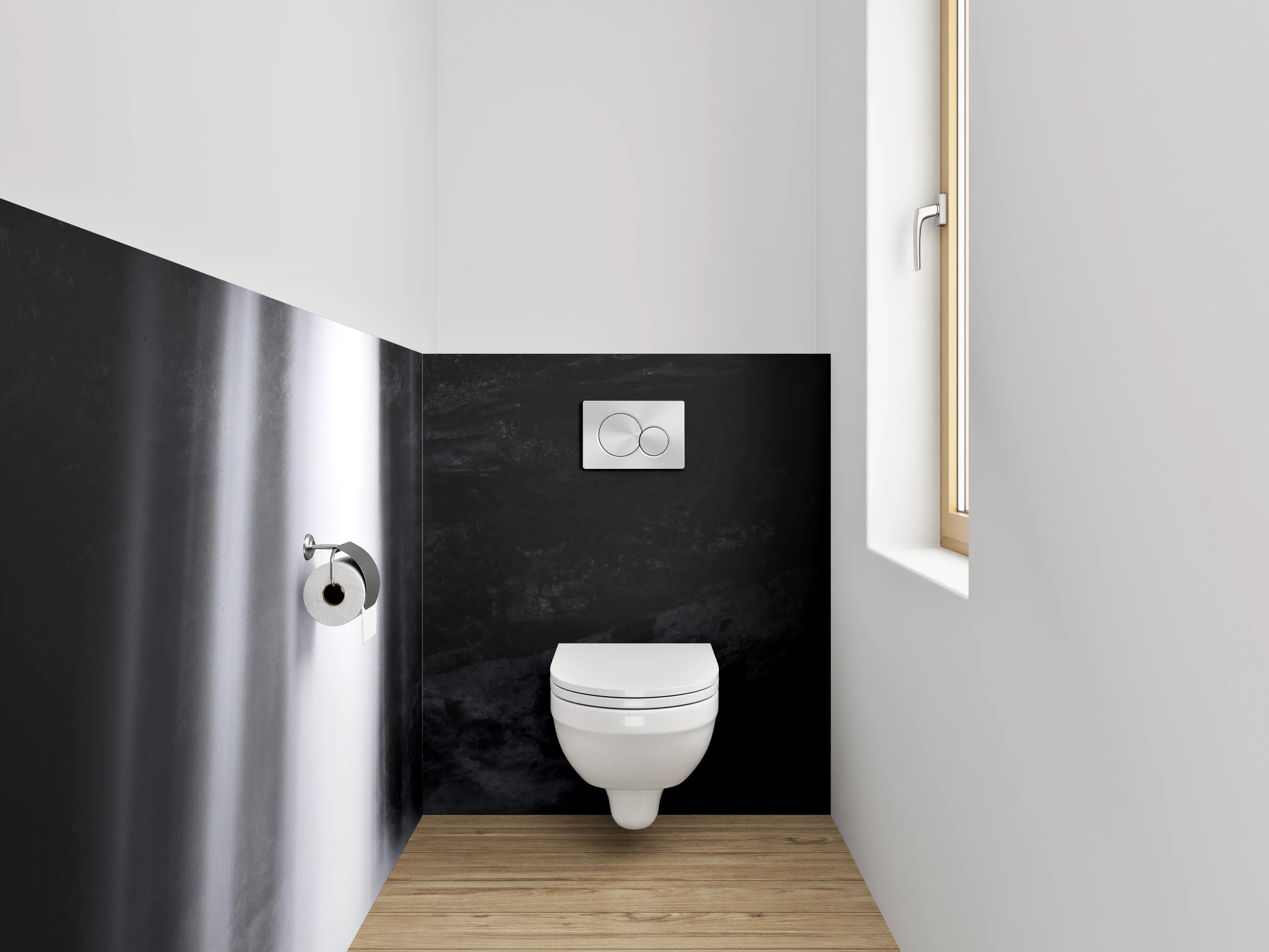 WC-Rückwand - Mystischer Schwarz-Weiß Wasserfall