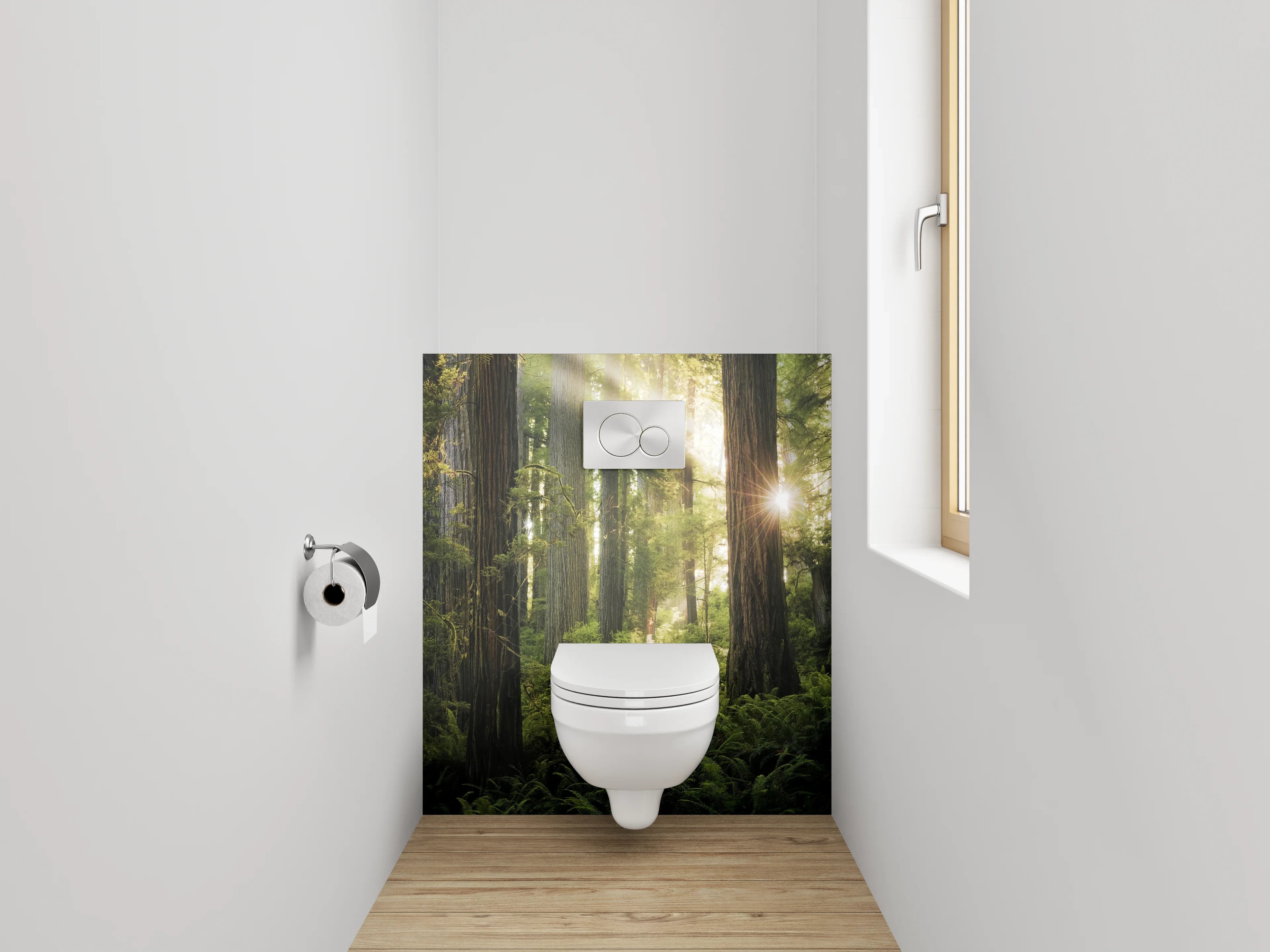 WC-Rückwand - Mystischer Wald Sonnenstrahlen