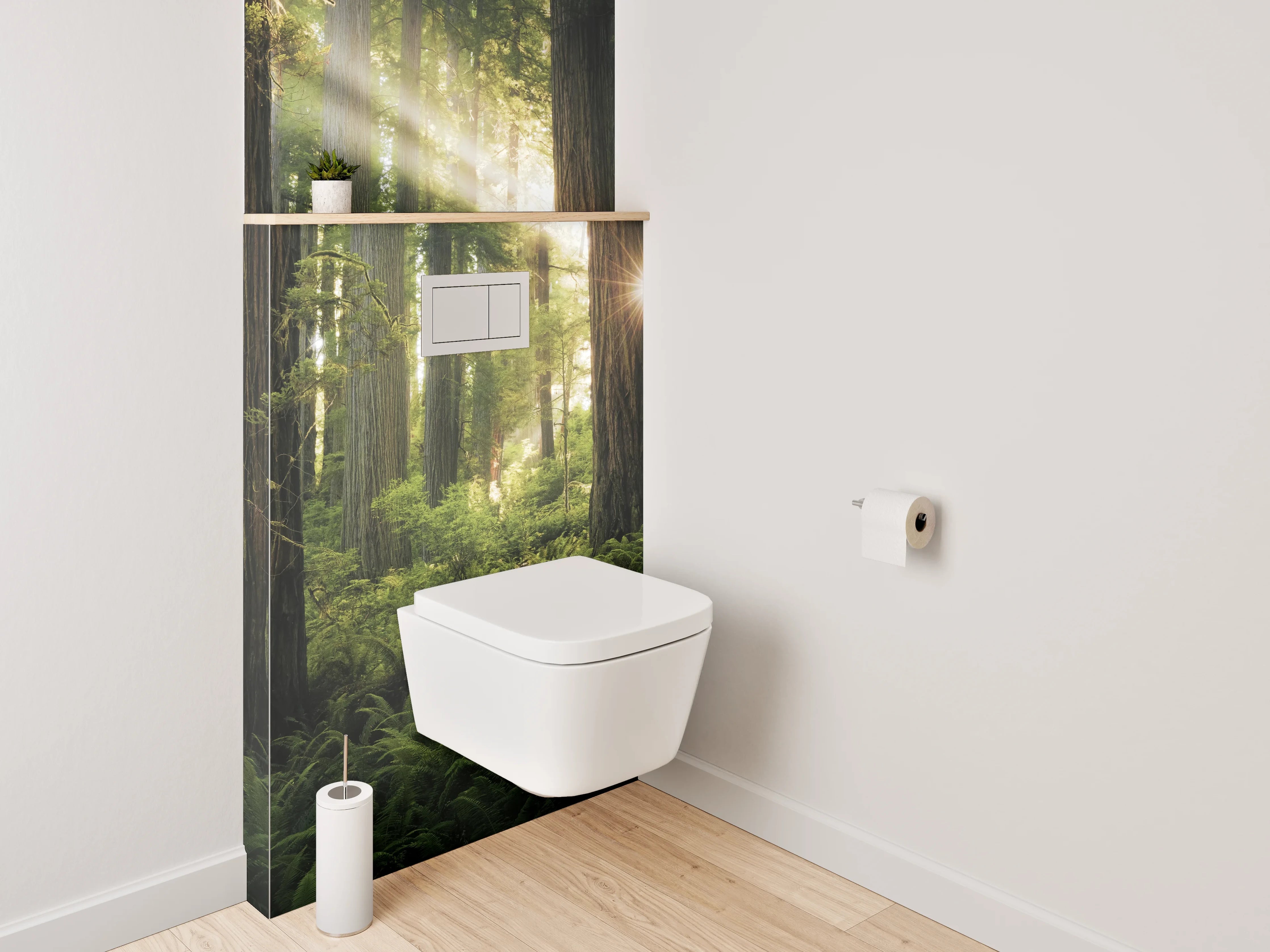 WC-Rückwand - Mystischer Wald Sonnenstrahlen