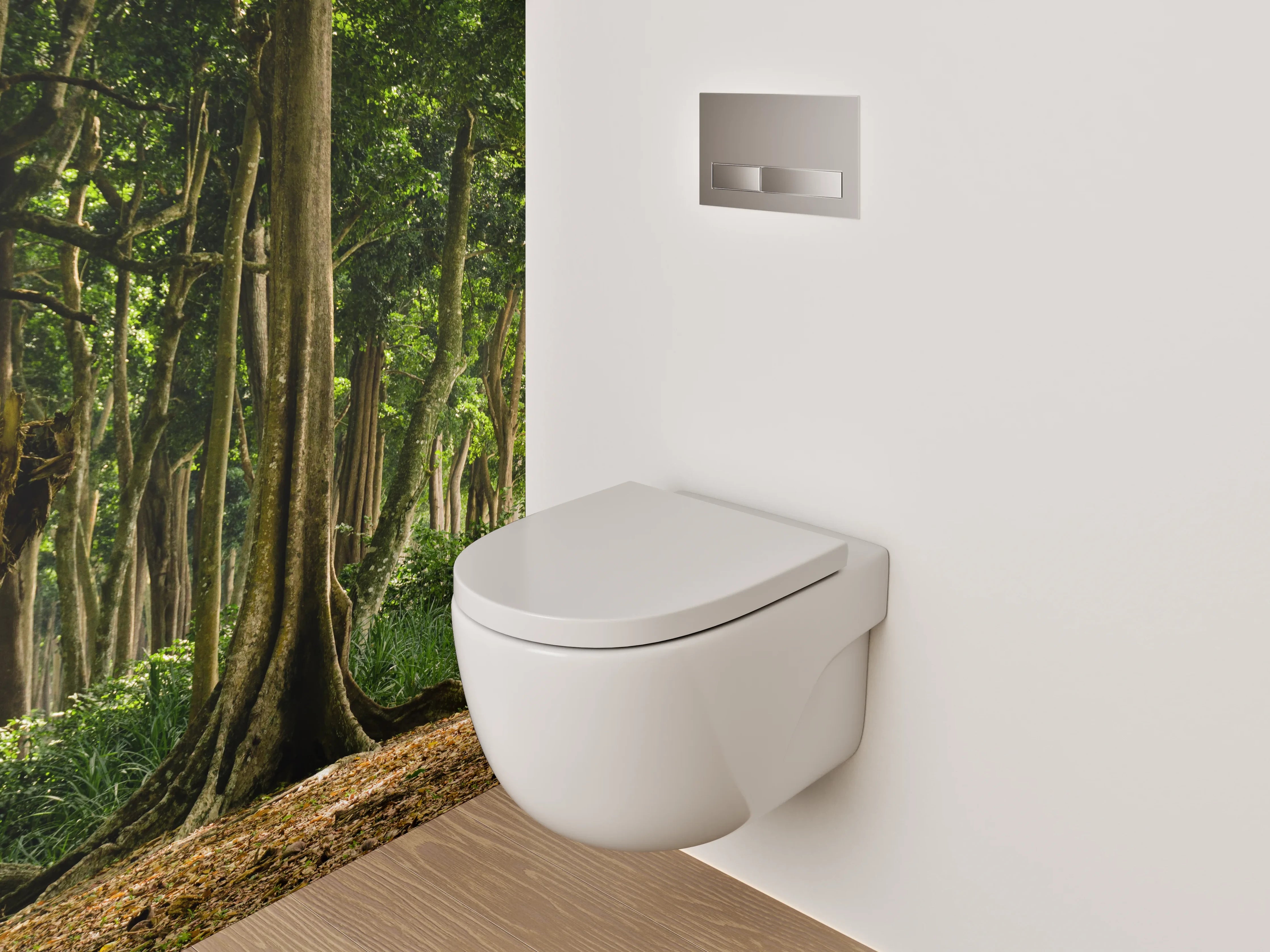 WC-Rückwand - Mystischer Wald im Sonnenschein