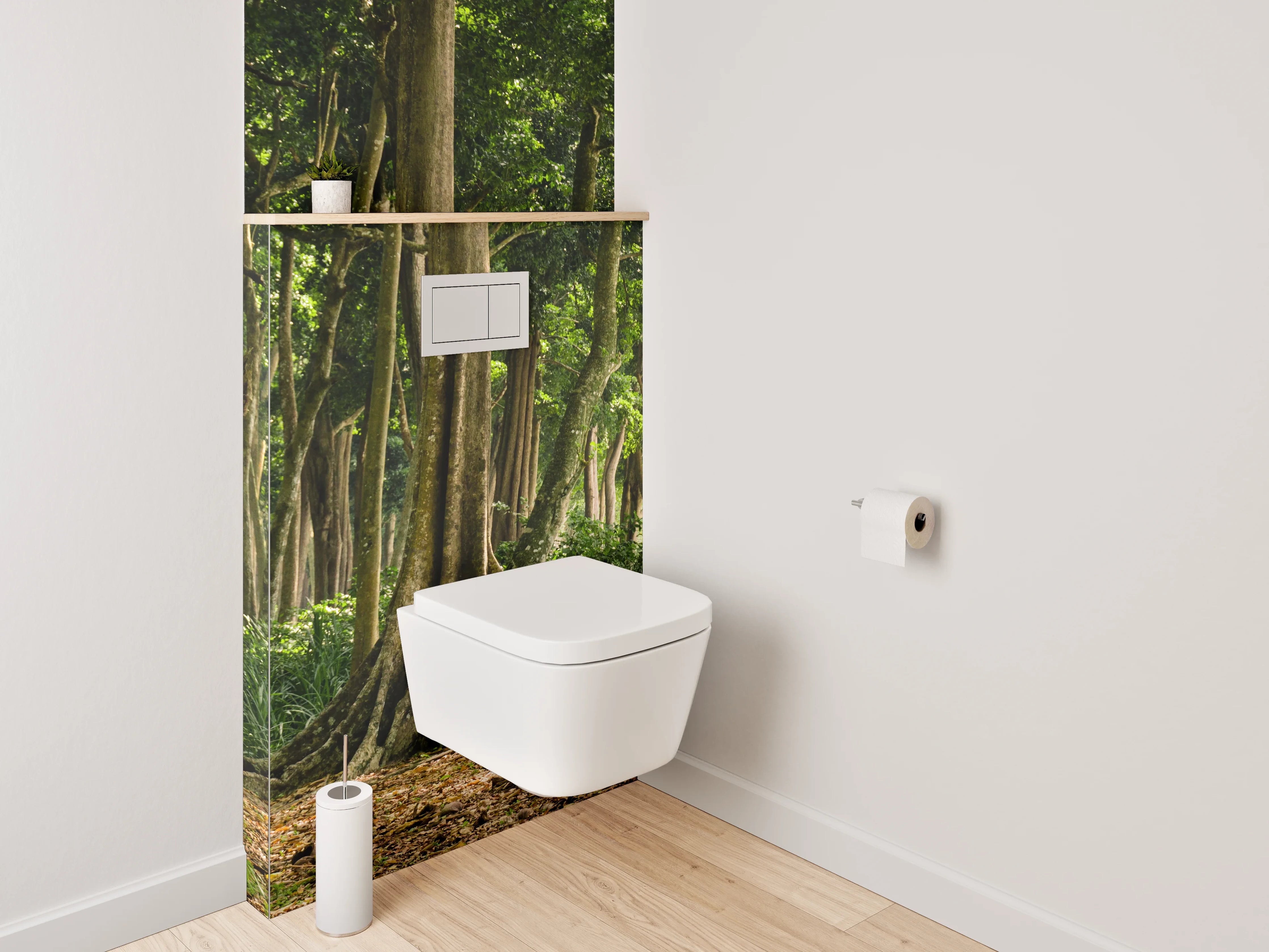 WC-Rückwand - Mystischer Wald im Sonnenschein