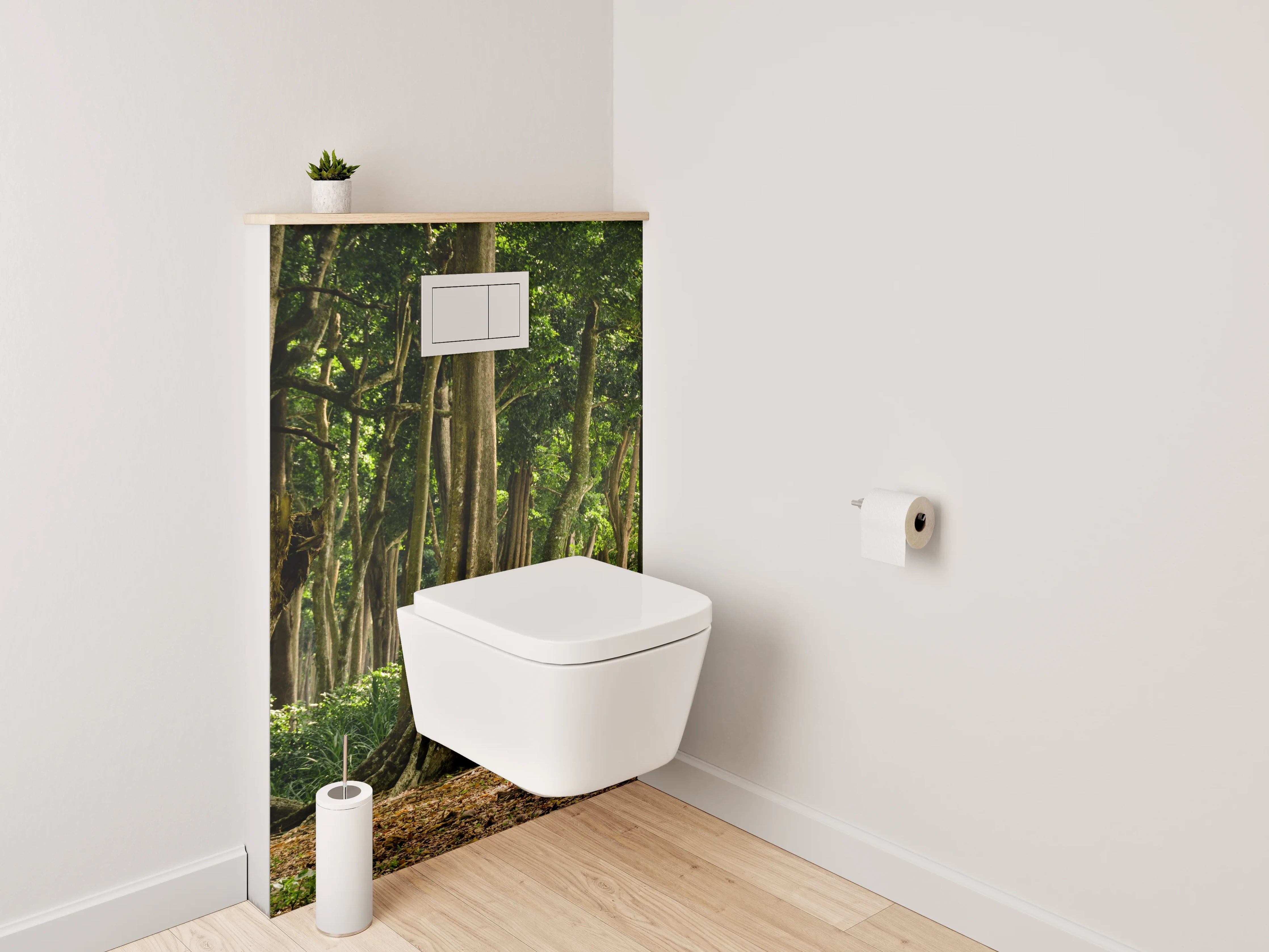 WC-Rückwand - Mystischer Wald im Sonnenschein