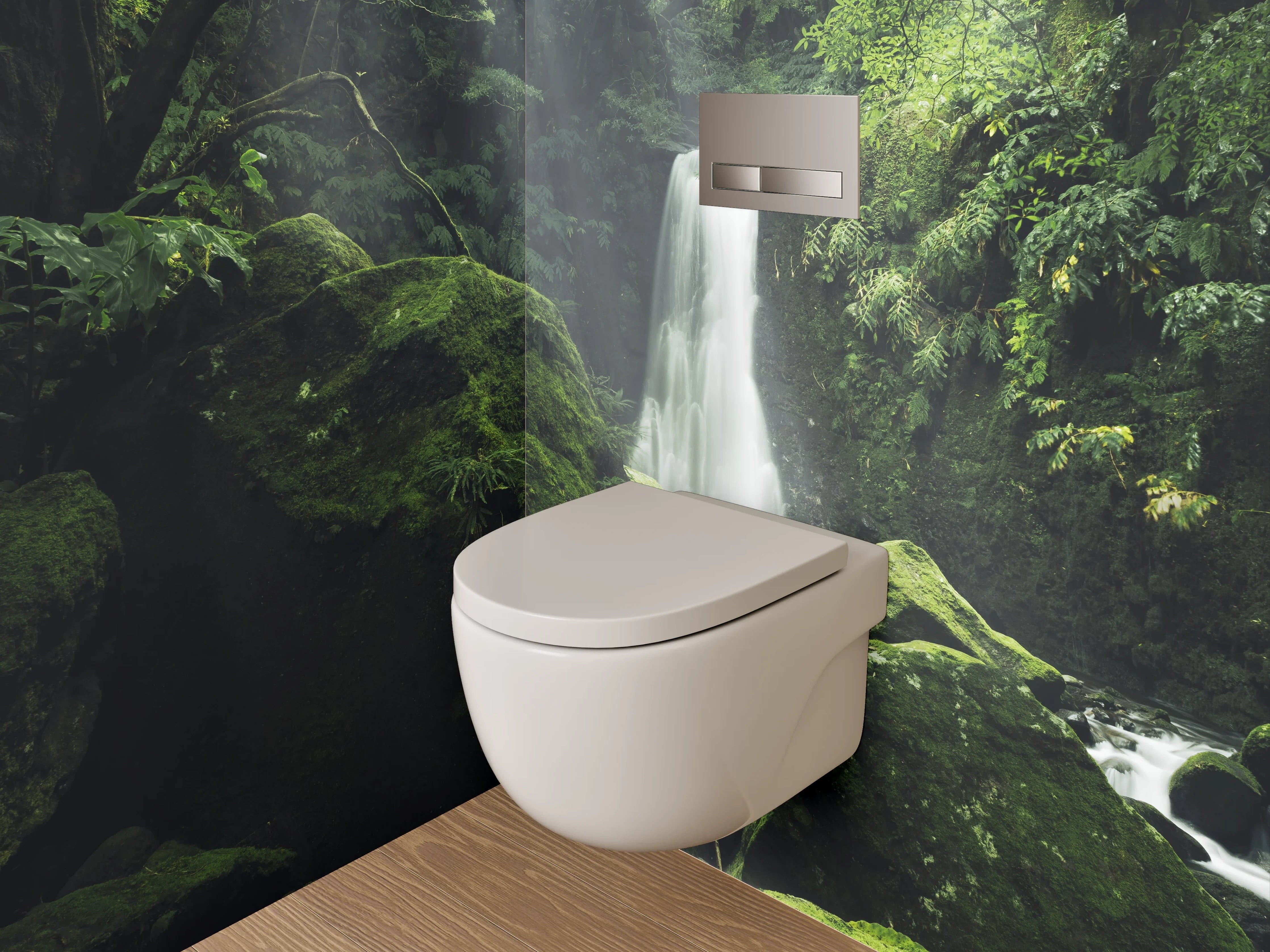 WC-Rückwand - Mystischer Wald mit Wasserfall