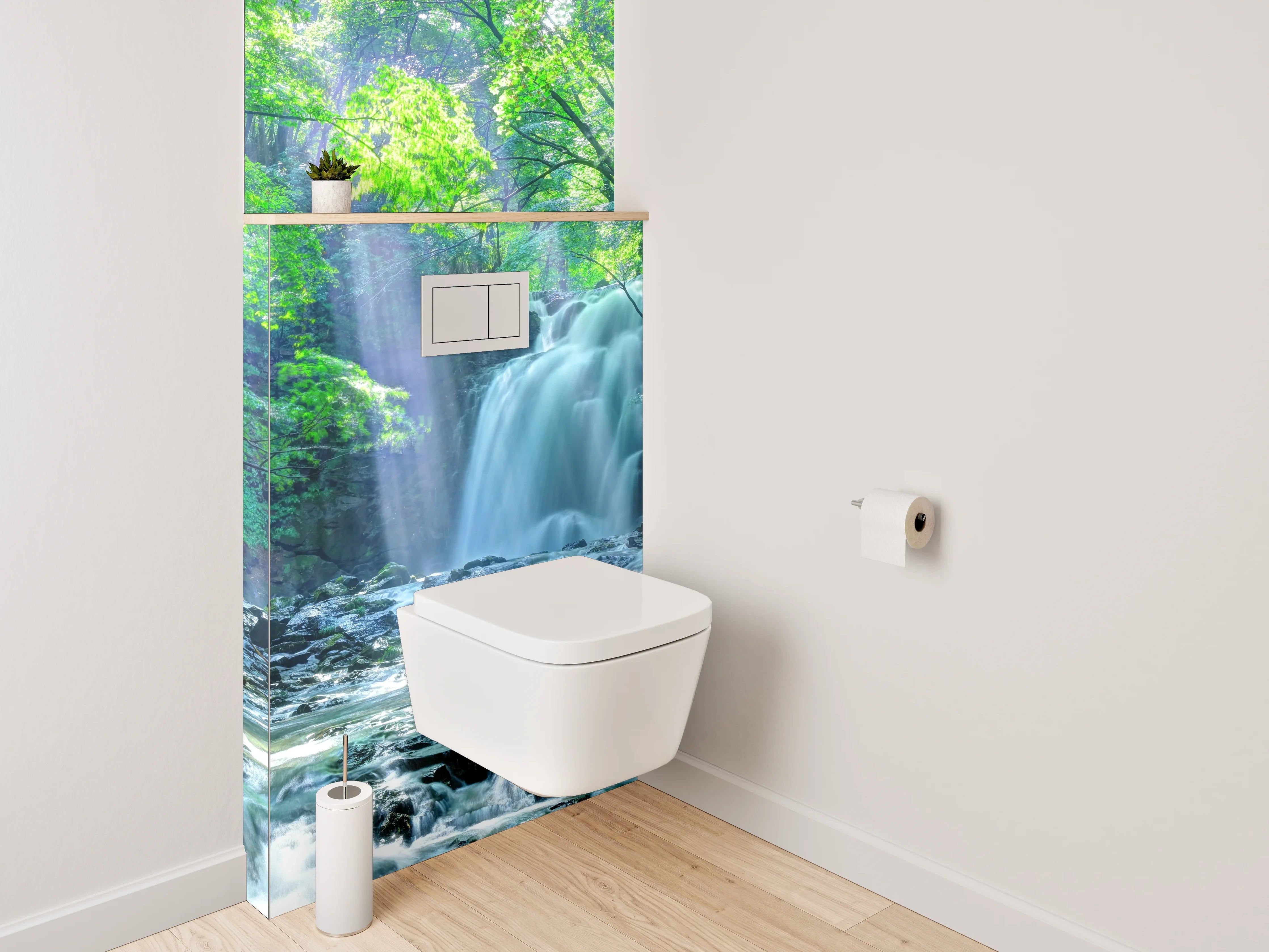 WC-Rückwand - Mystischer Waldwasserfall Naturidylle