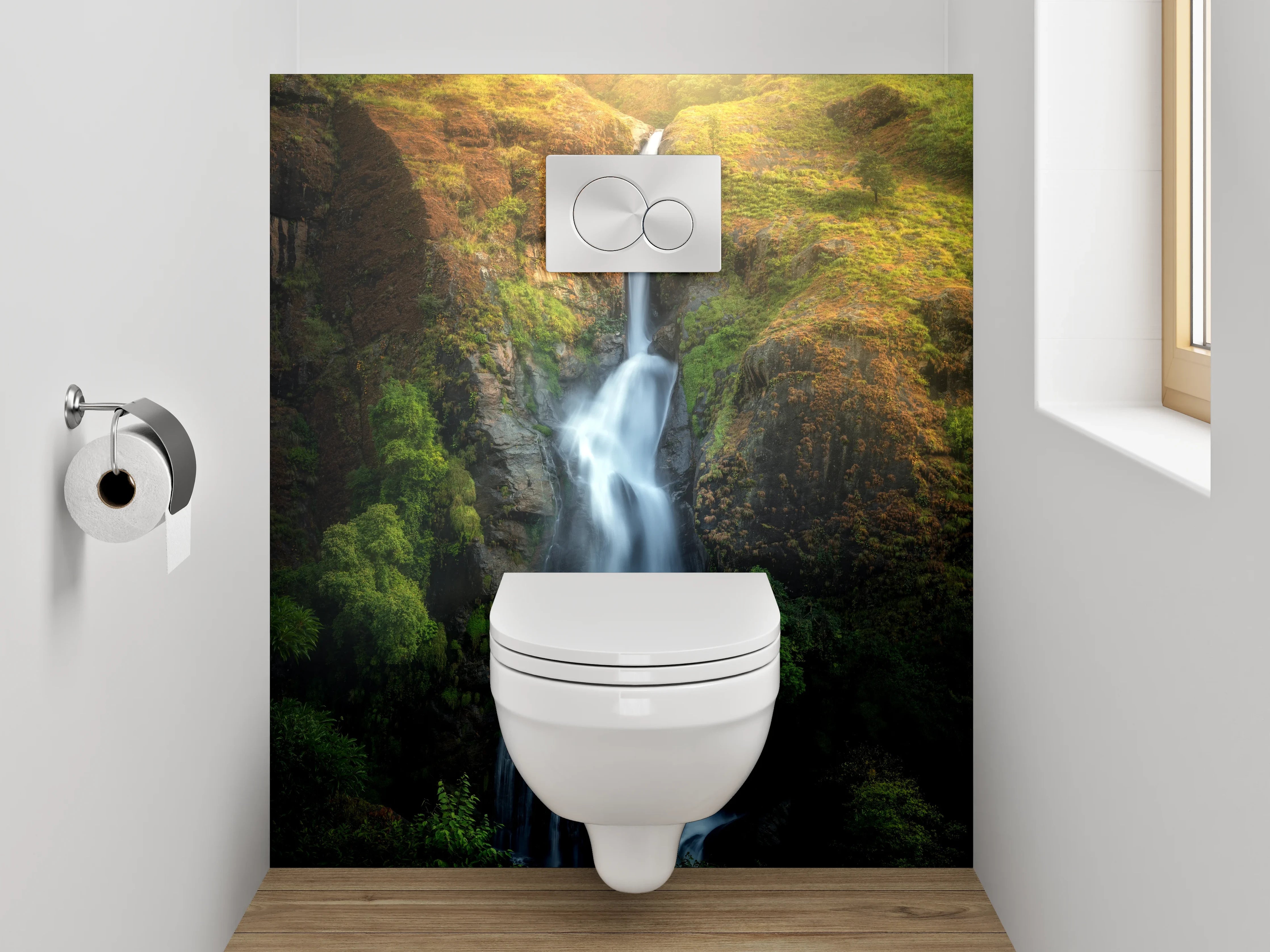 WC-Rückwand - Mystischer Wasserfall Naturidyll