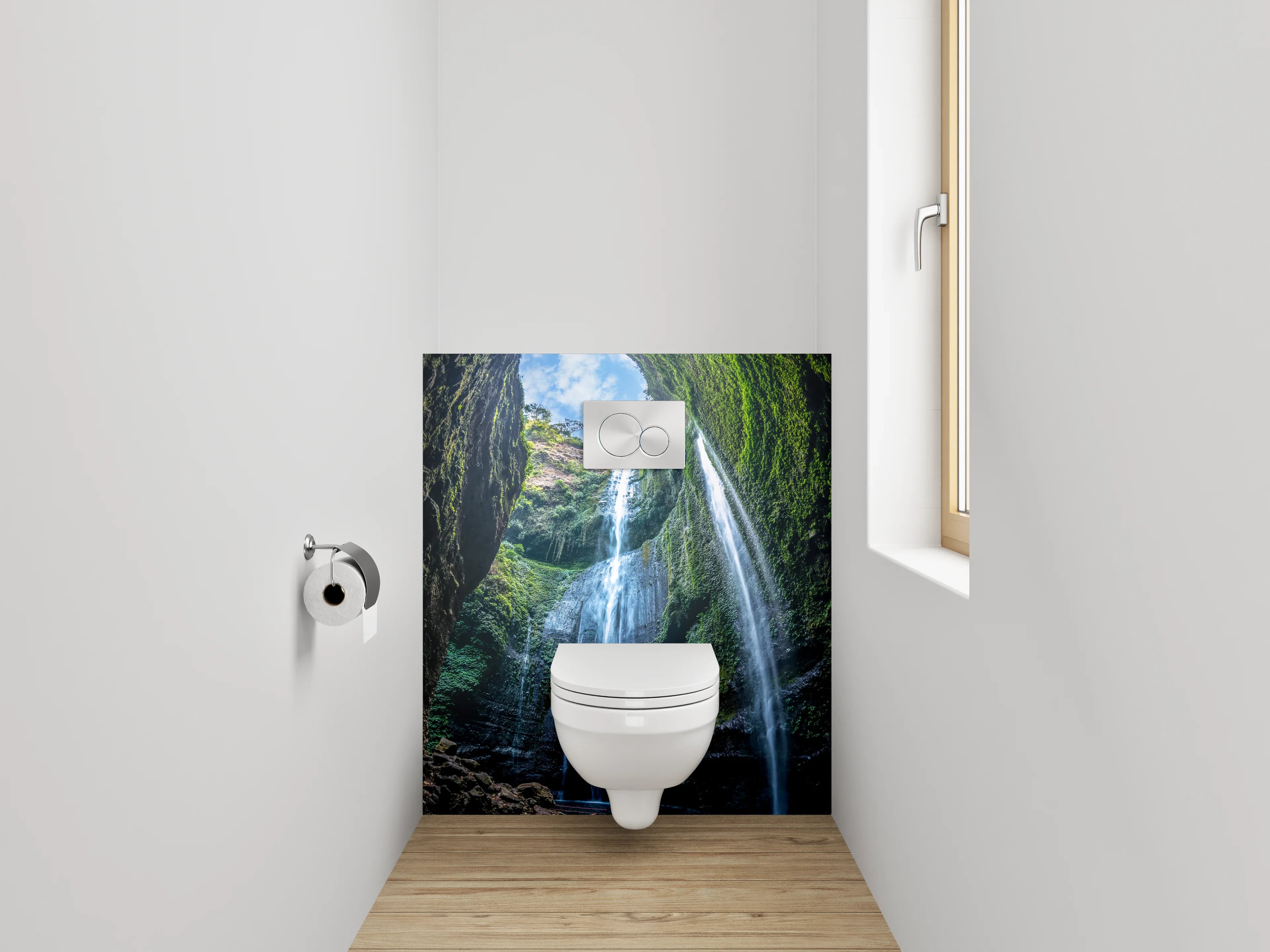 WC-Rückwand - Mystischer Wasserfall im Dschungel