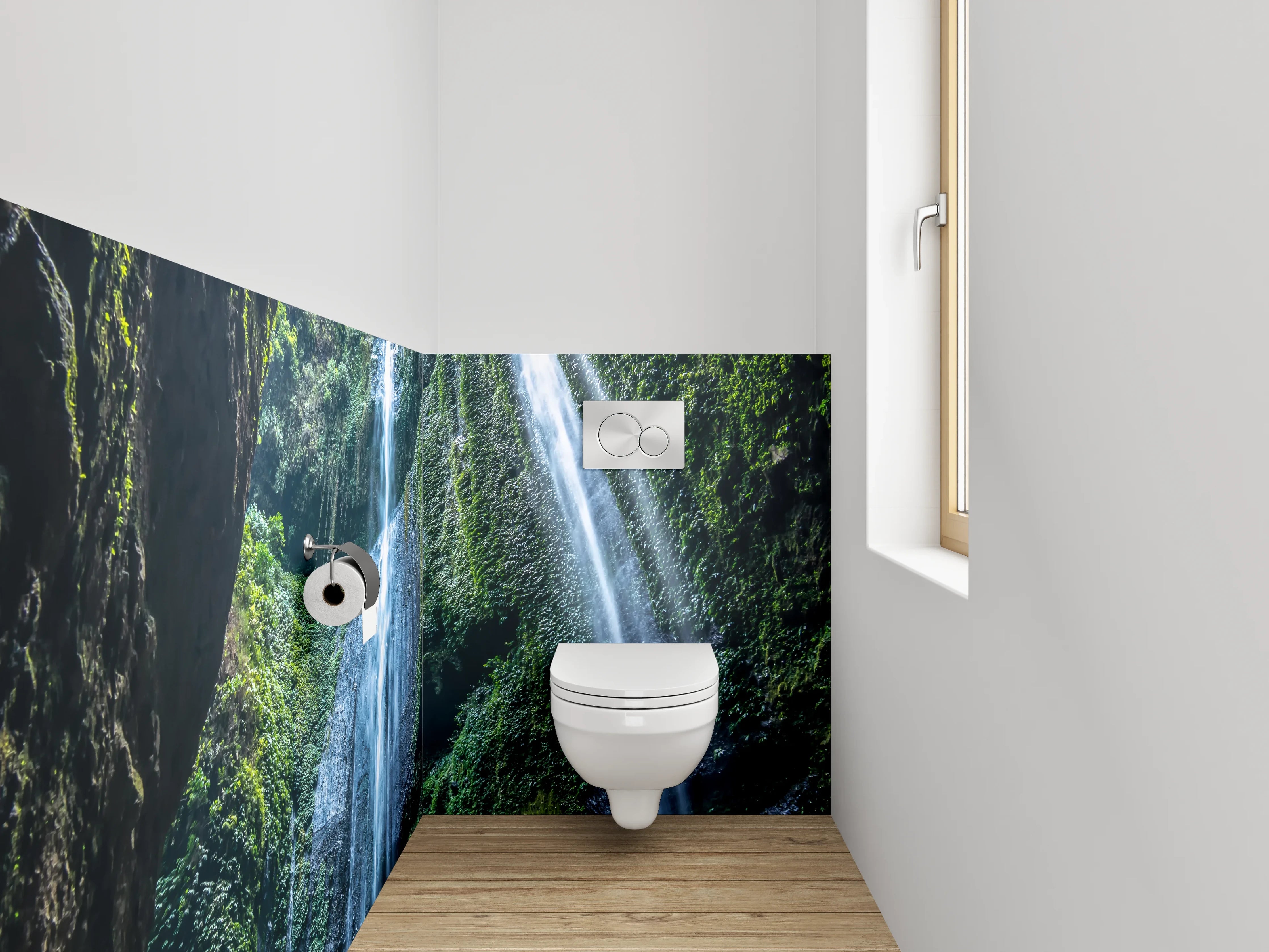 WC-Rückwand - Mystischer Wasserfall im Dschungel
