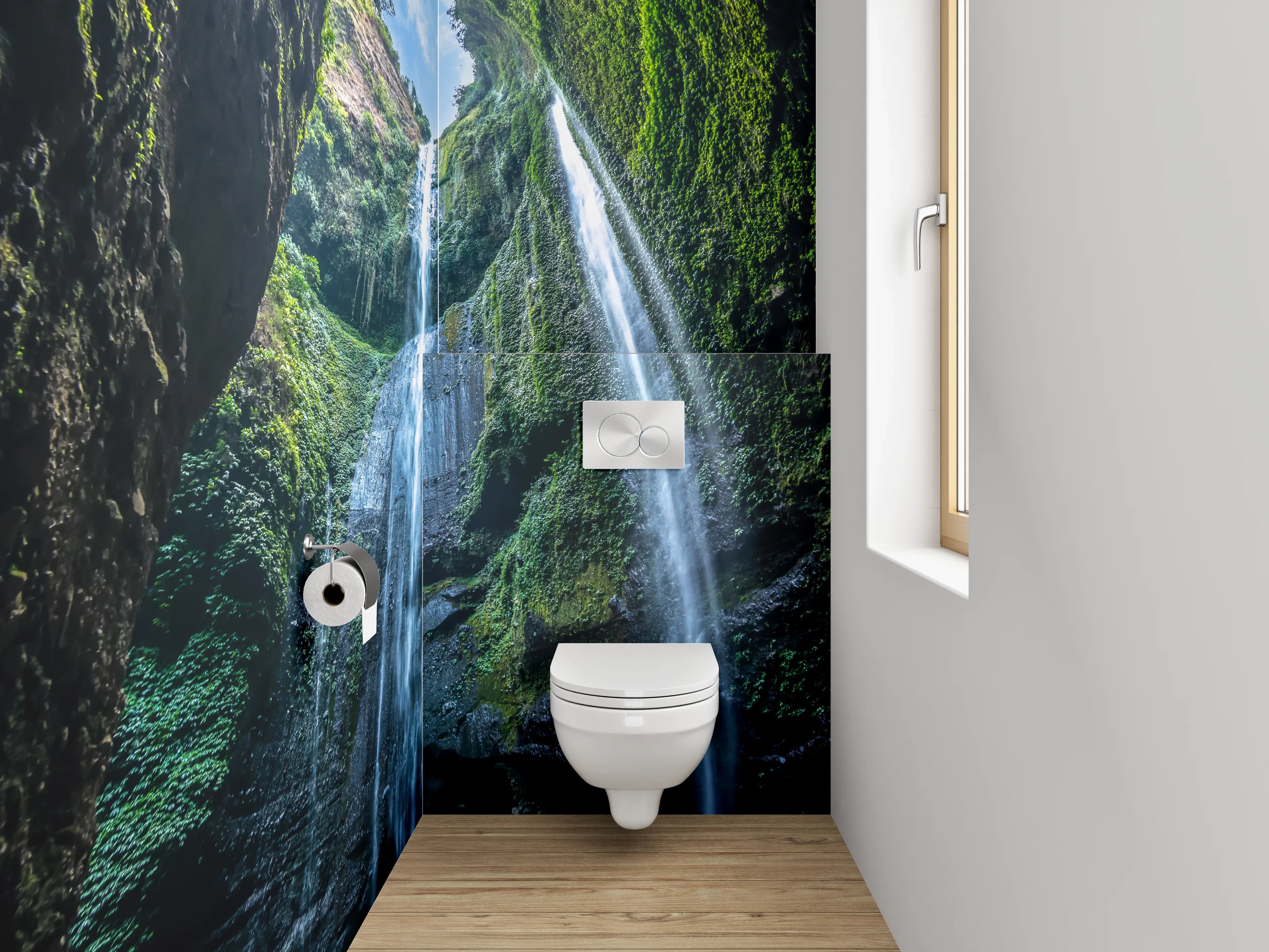 WC-Rückwand - Mystischer Wasserfall im Dschungel