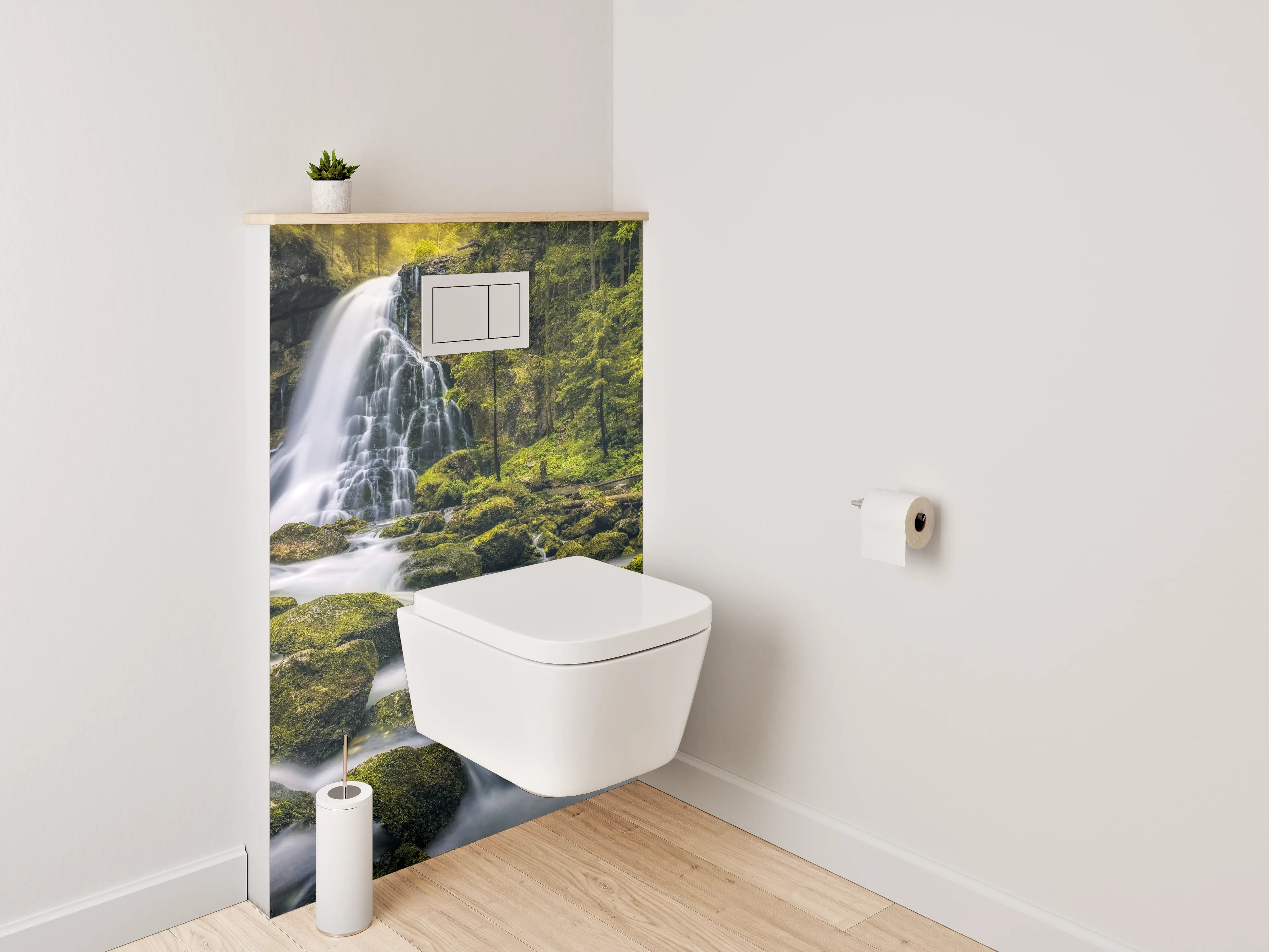 WC-Rückwand - Mystischer Wasserfall im Wald
