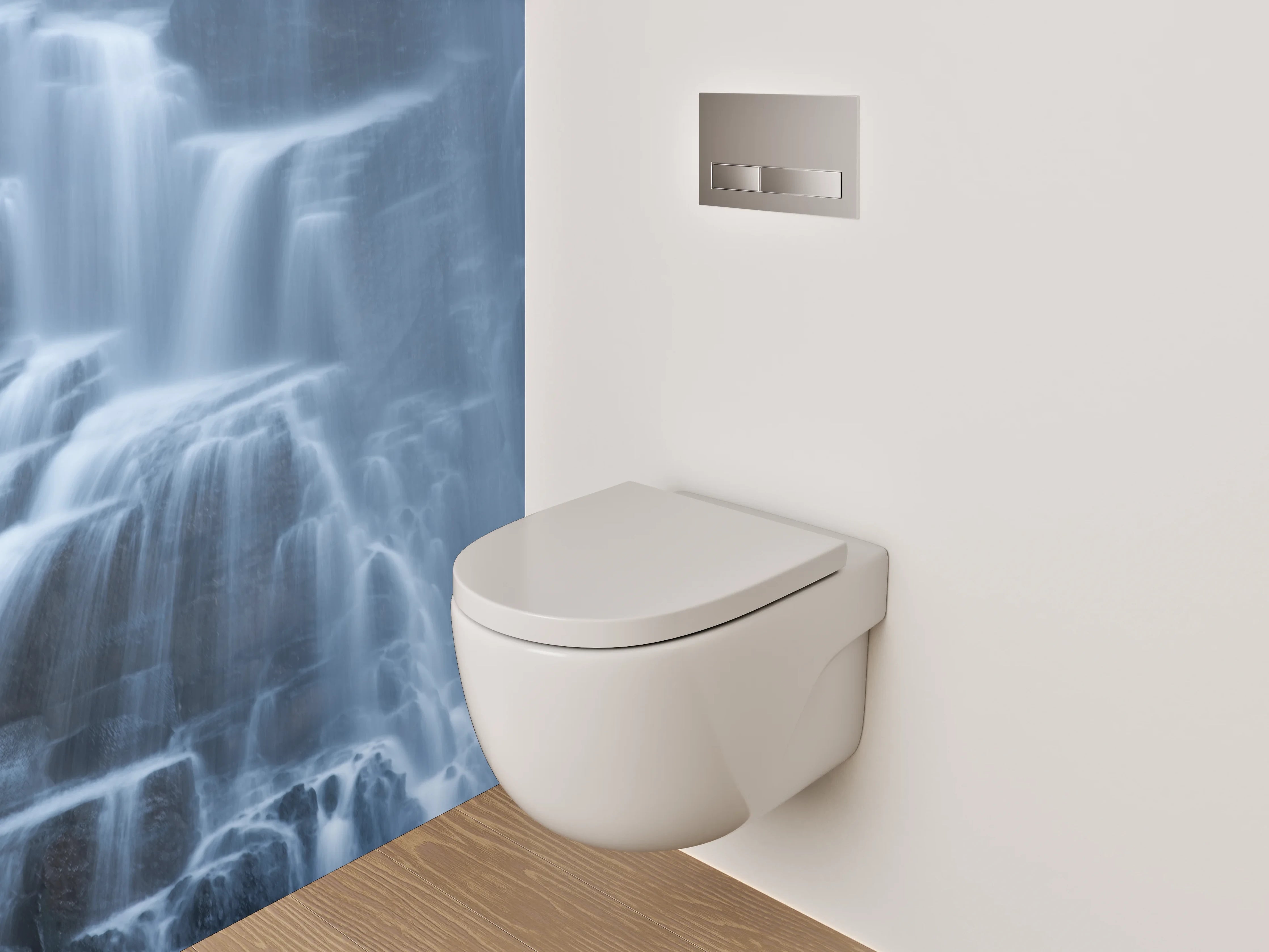 WC-Rückwand - Mystischer Wasserfall in Blau