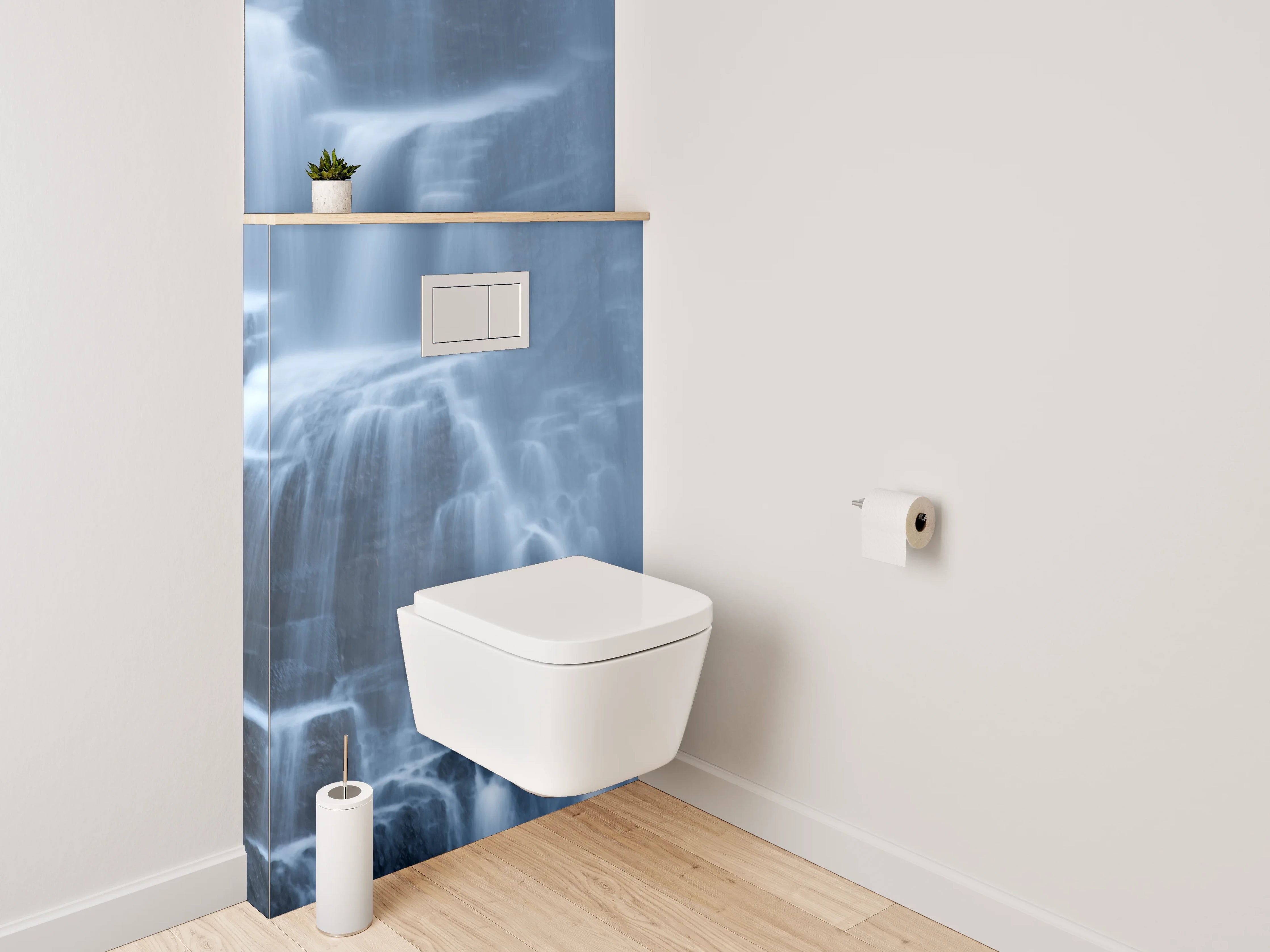 WC-Rückwand - Mystischer Wasserfall in Blau
