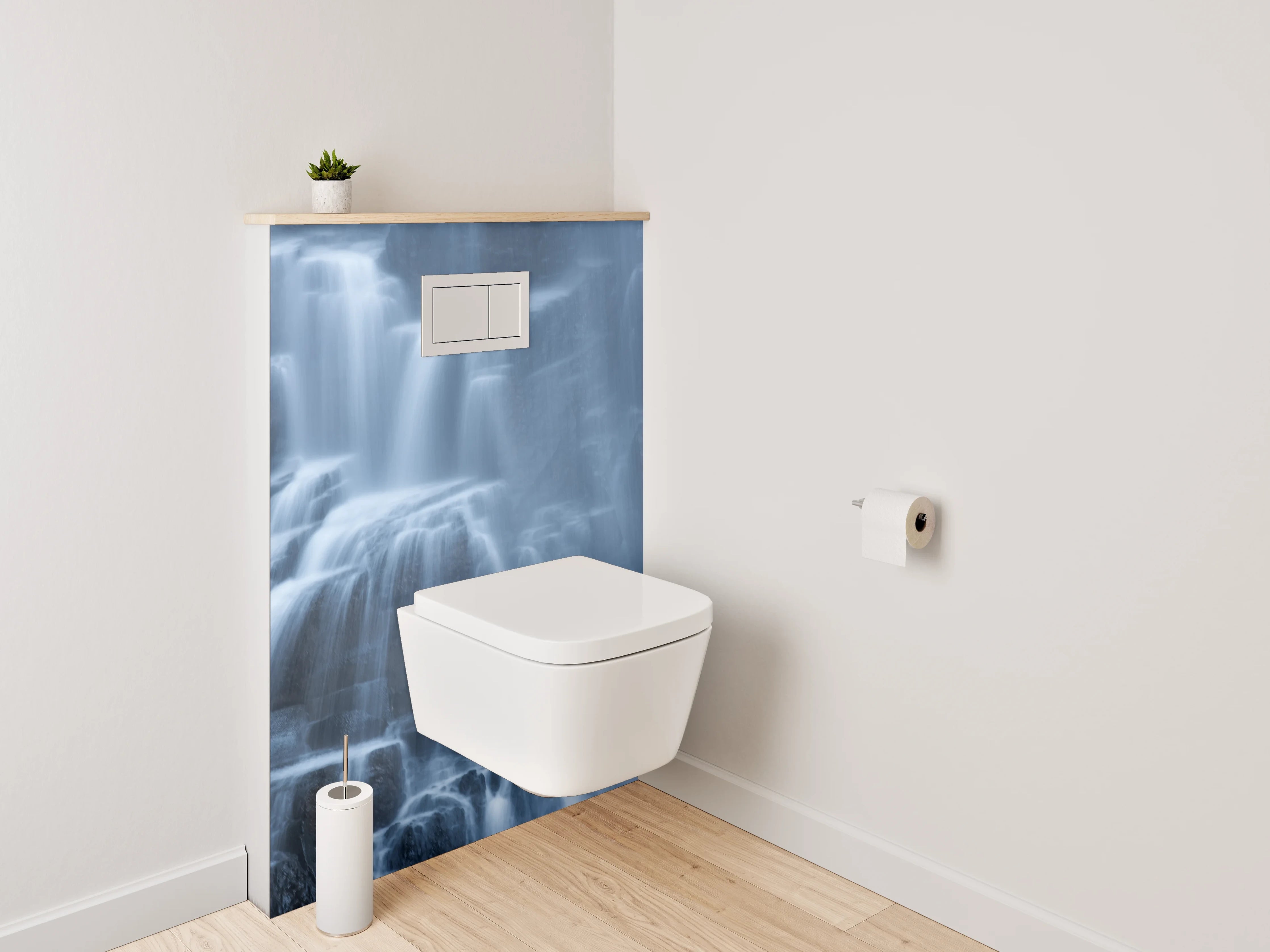 WC-Rückwand - Mystischer Wasserfall in Blau