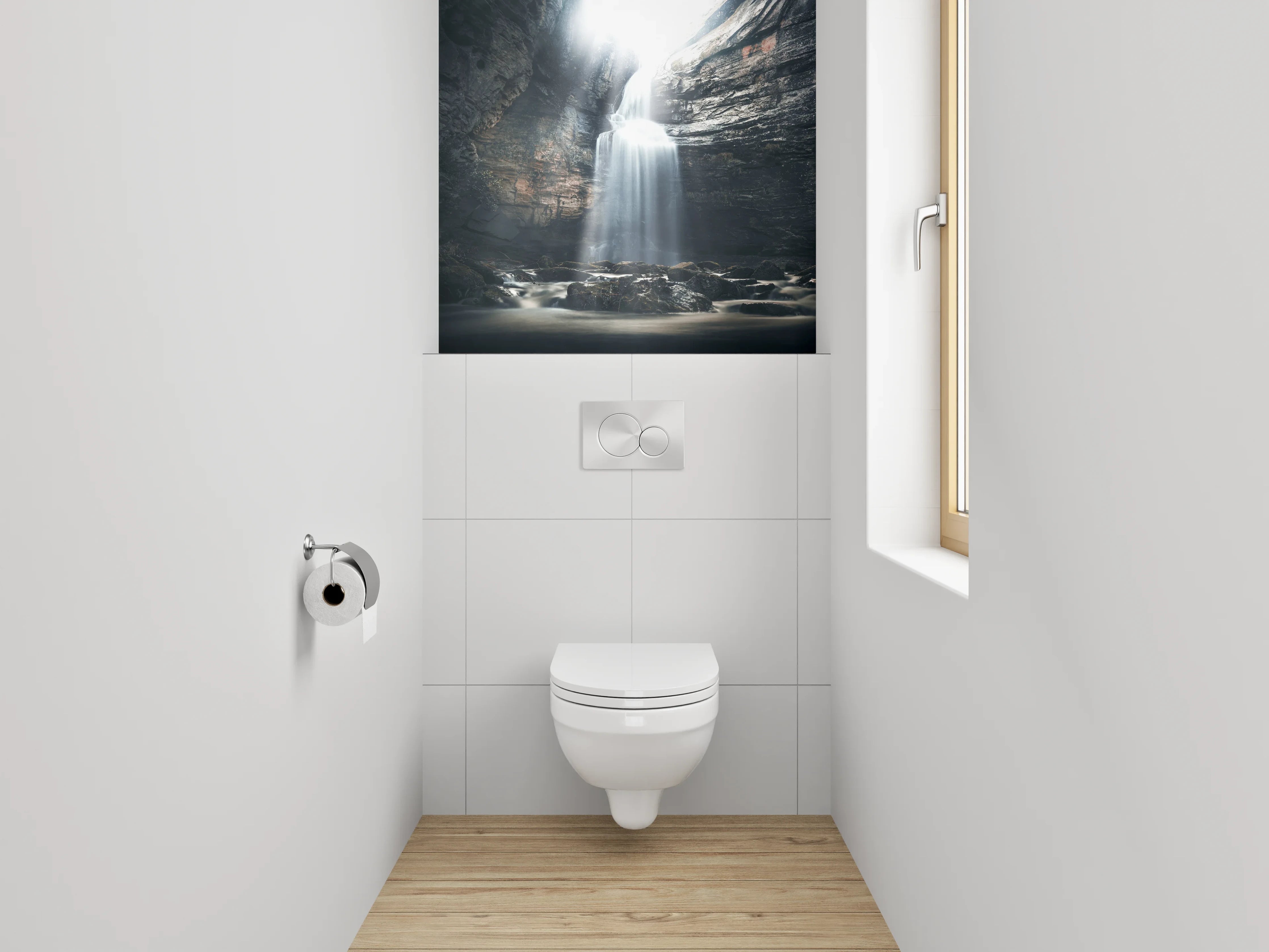 WC-Rückwand - Mystischer Wasserfall in Felsenschlucht