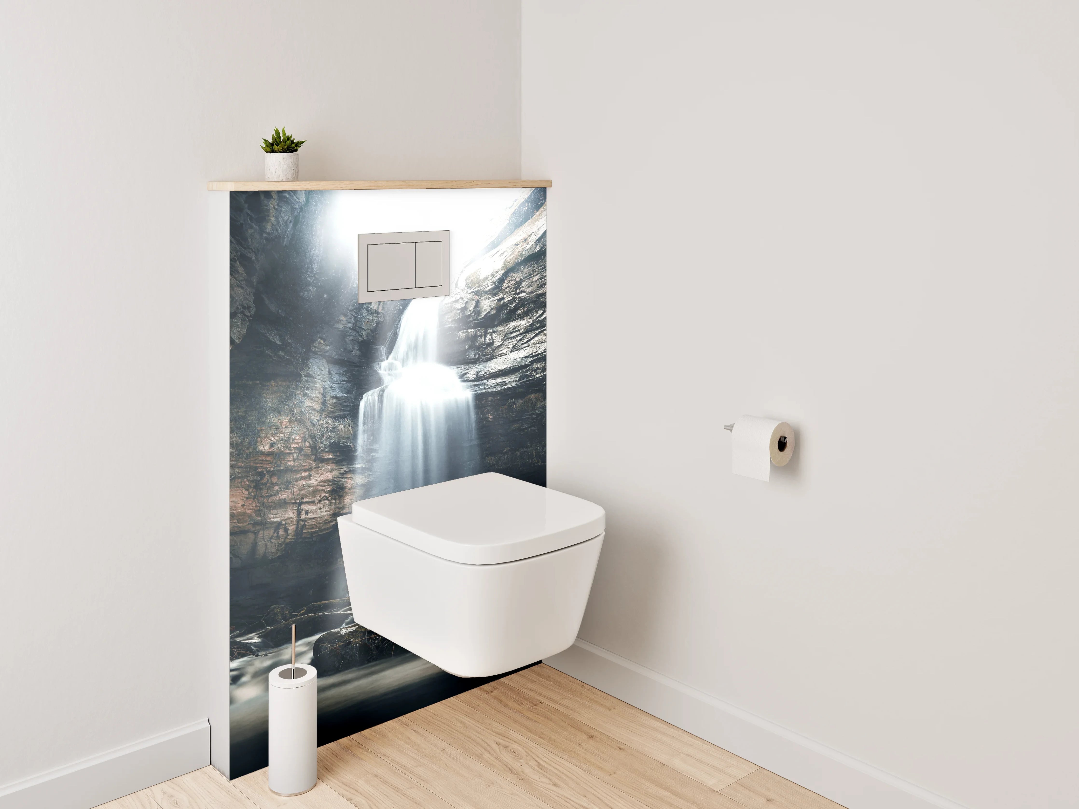 WC-Rückwand - Mystischer Wasserfall in Felsenschlucht