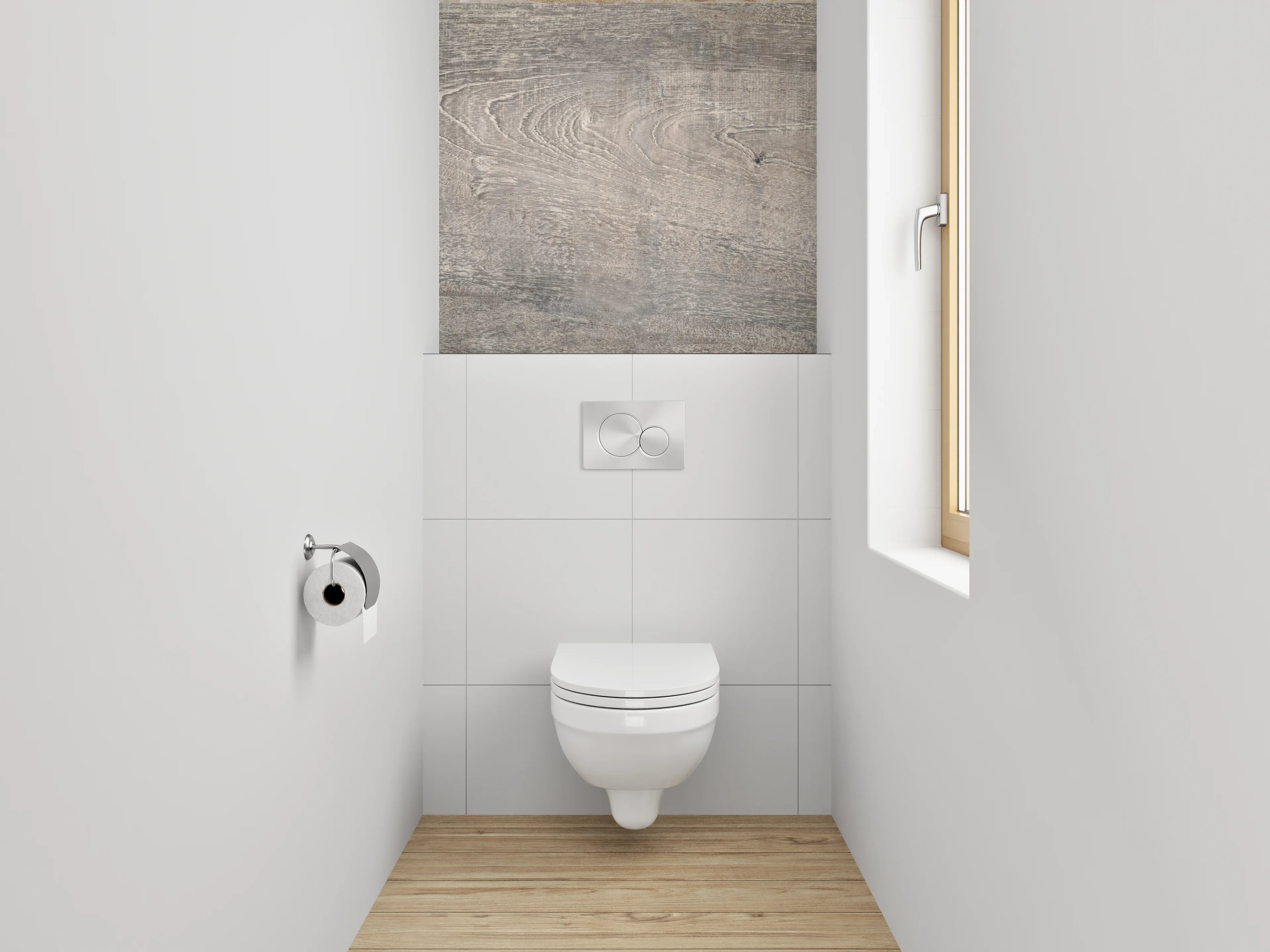 WC-Rückwand - Natürliche Holzmaserung mit Grautönen