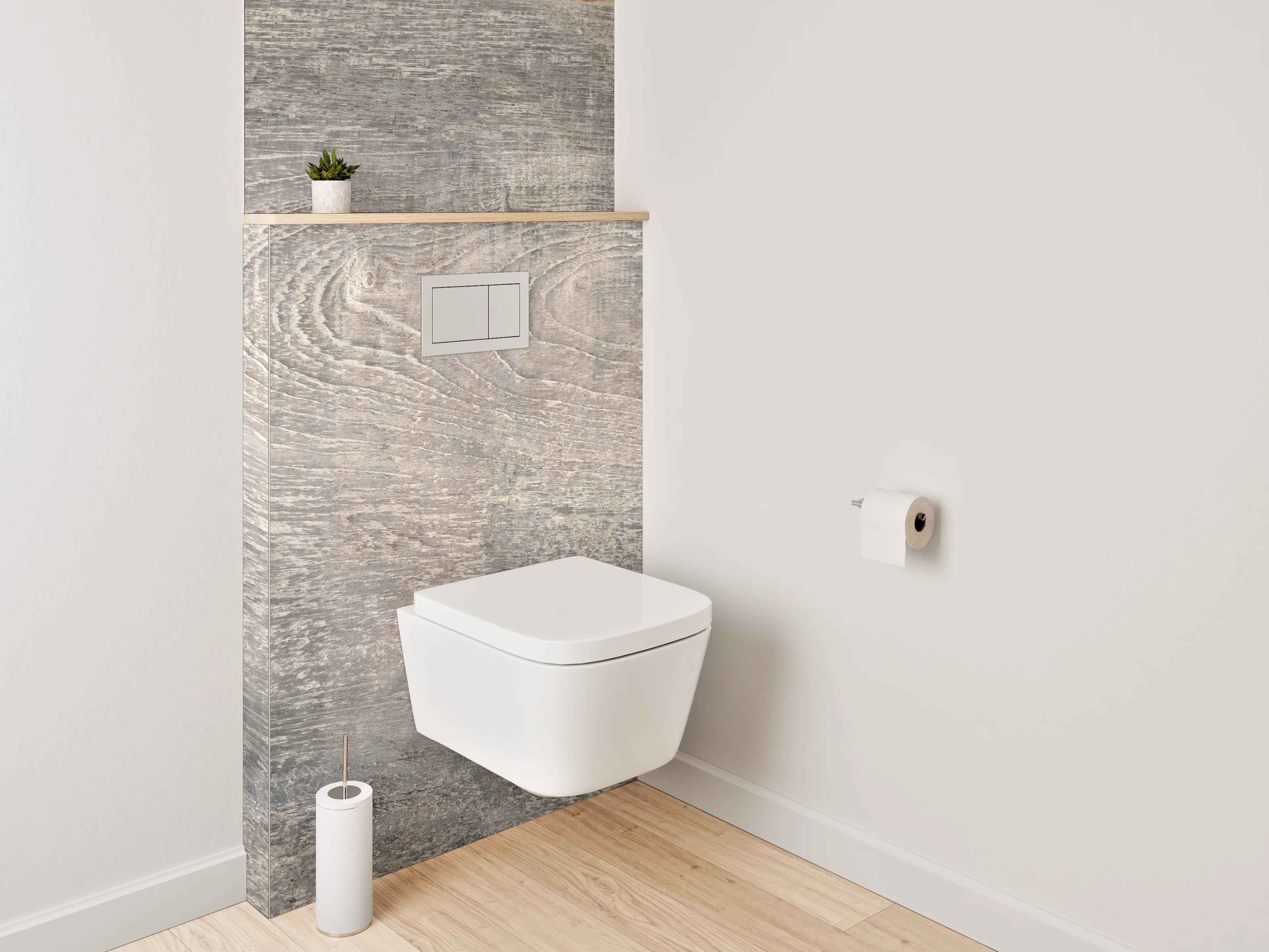 WC-Rückwand - Natürliche Holzmaserung mit Grautönen