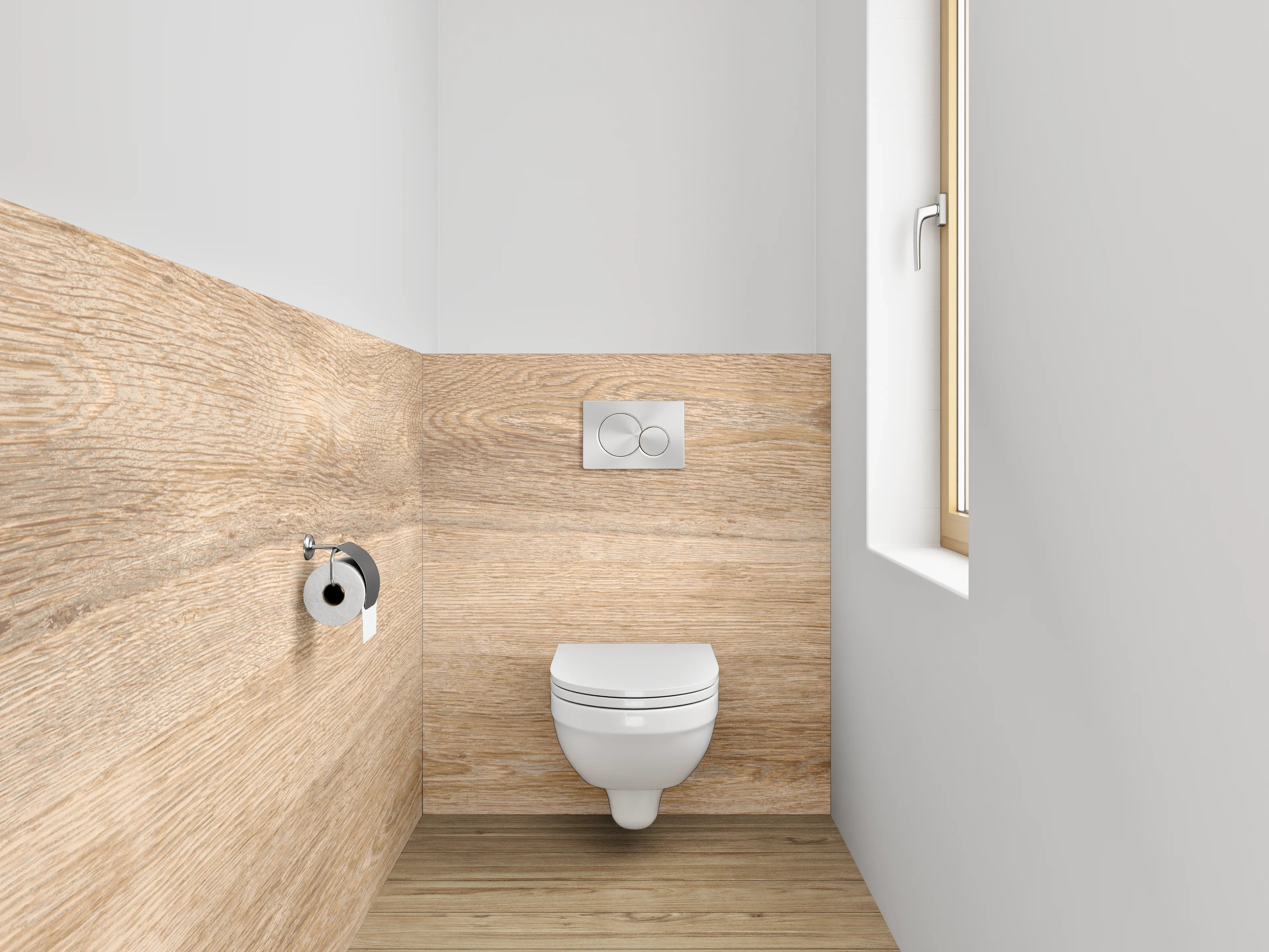 WC-Rückwand - Natürliches Holzdekor für Badezimmer