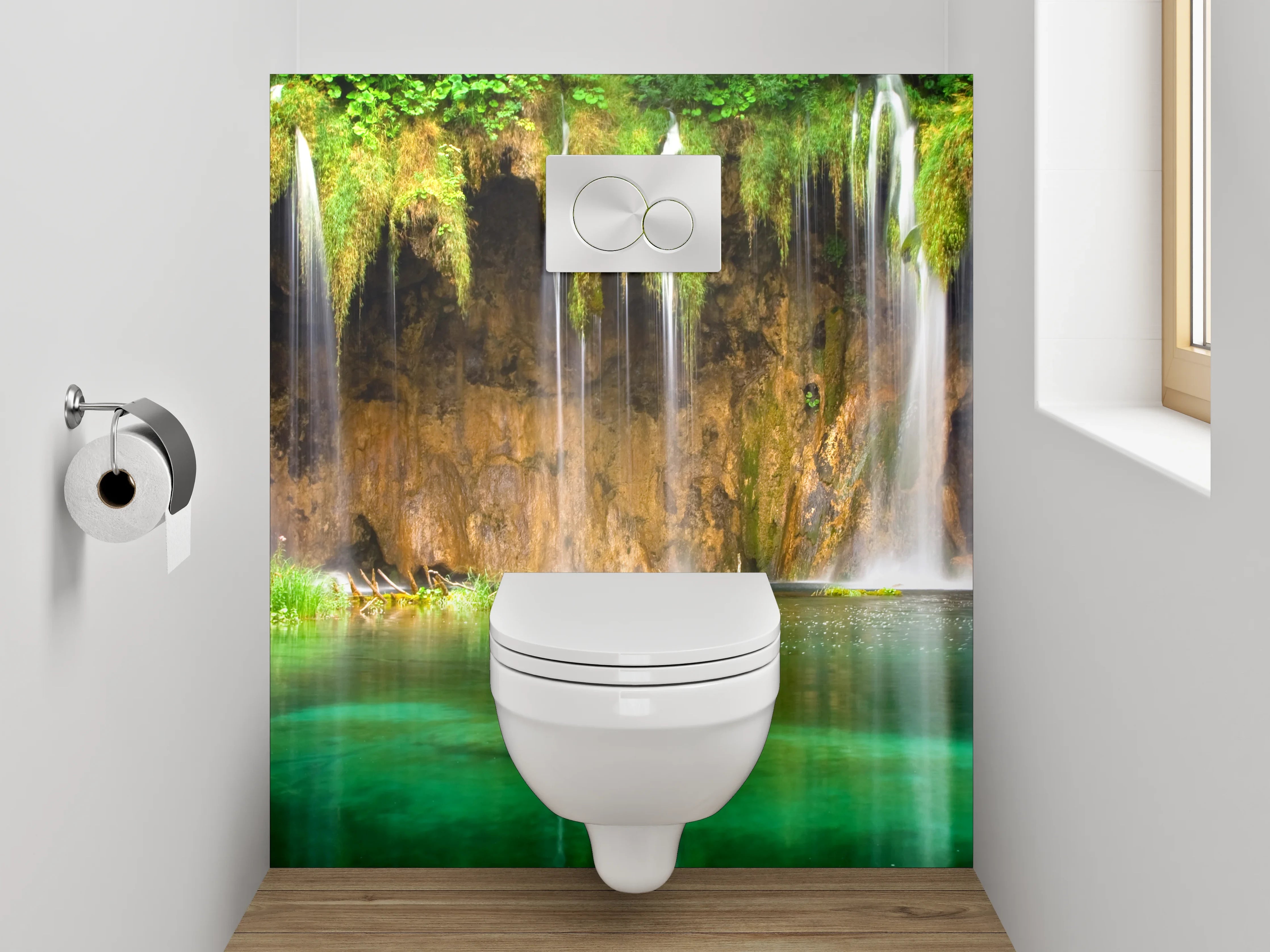 WC-Rückwand - Natur Wasserfall Idylle grüne Oase