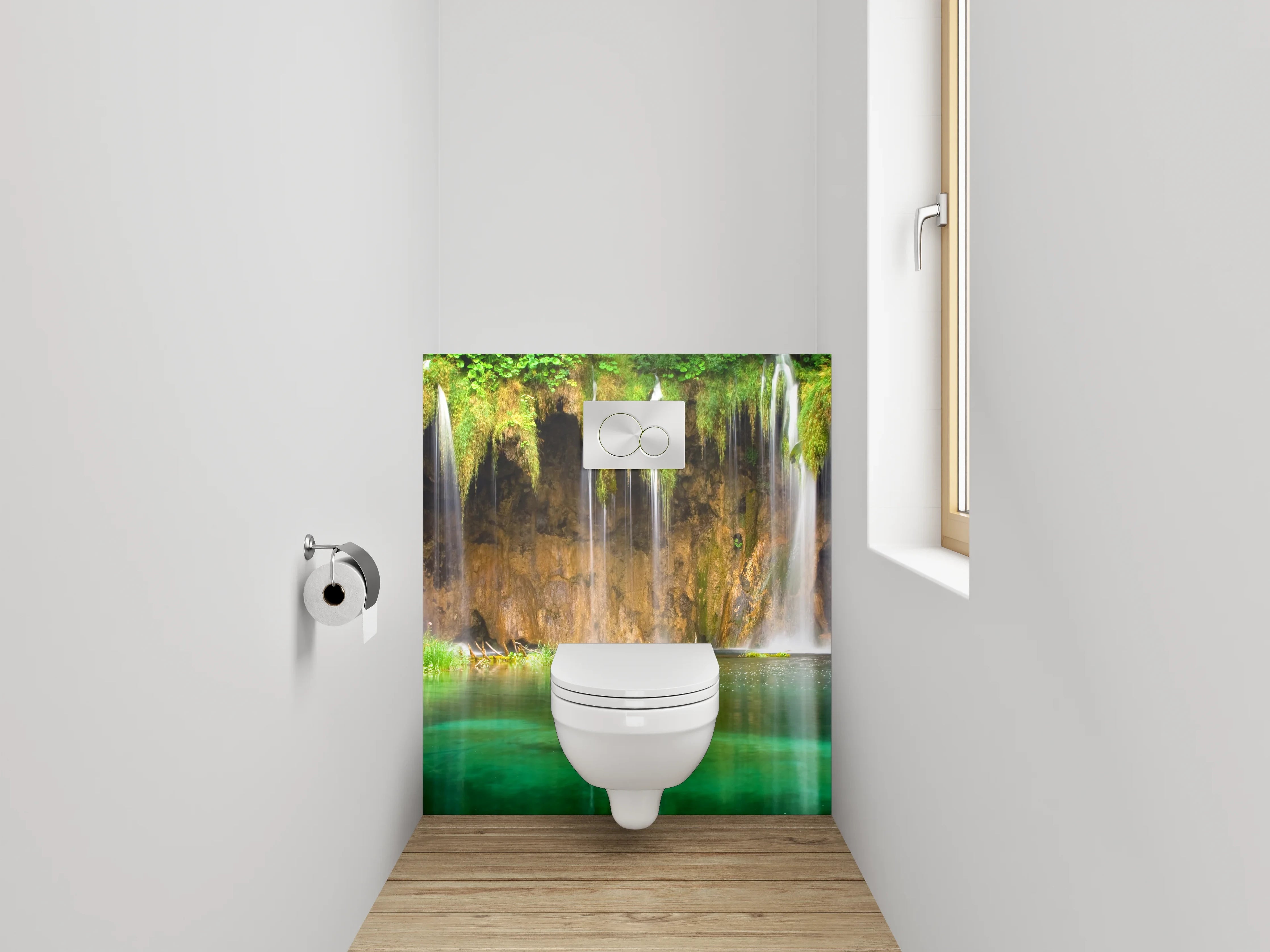 WC-Rückwand - Natur Wasserfall Idylle grüne Oase
