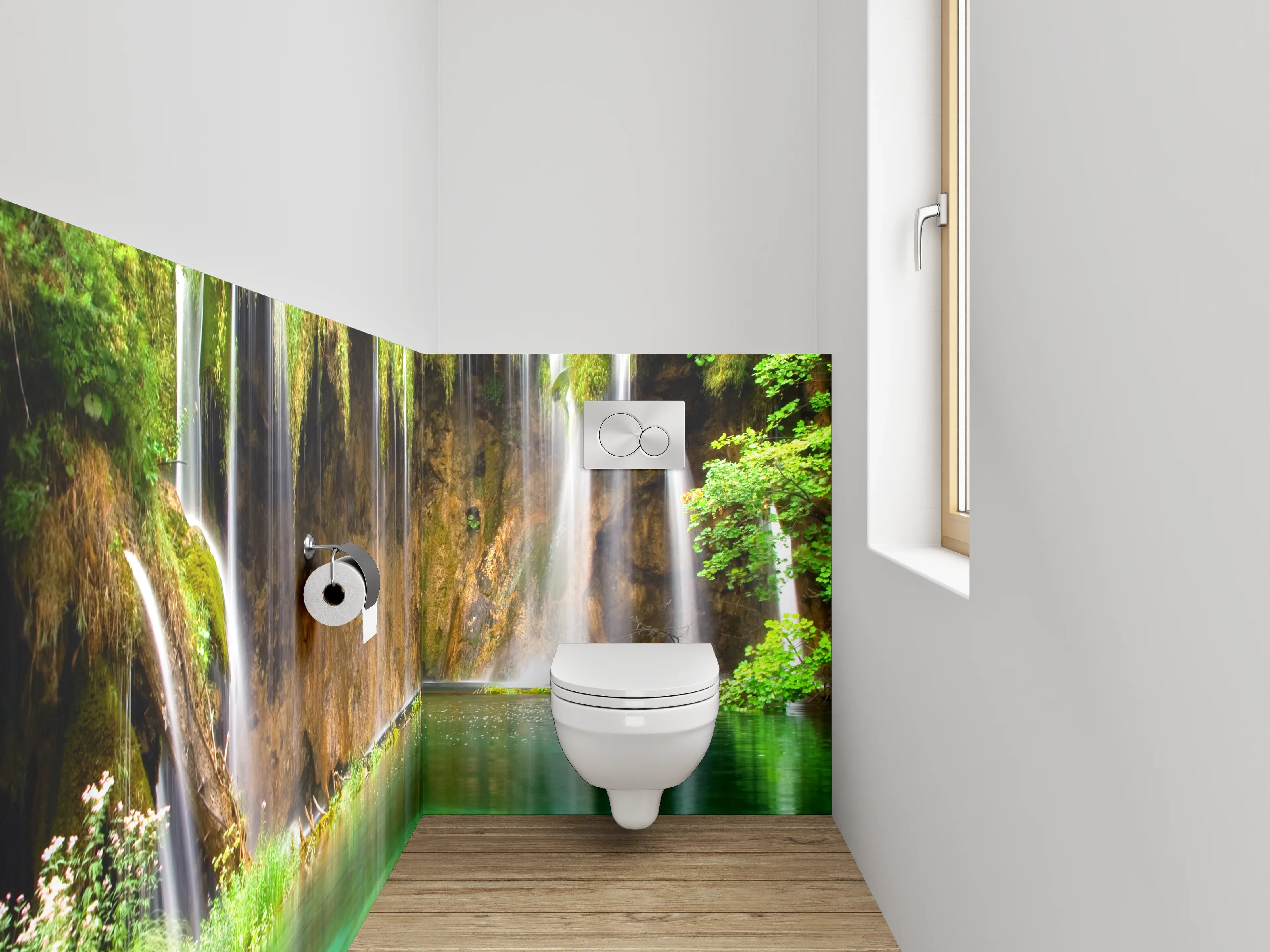 WC-Rückwand - Natur Wasserfall Idylle grüne Oase