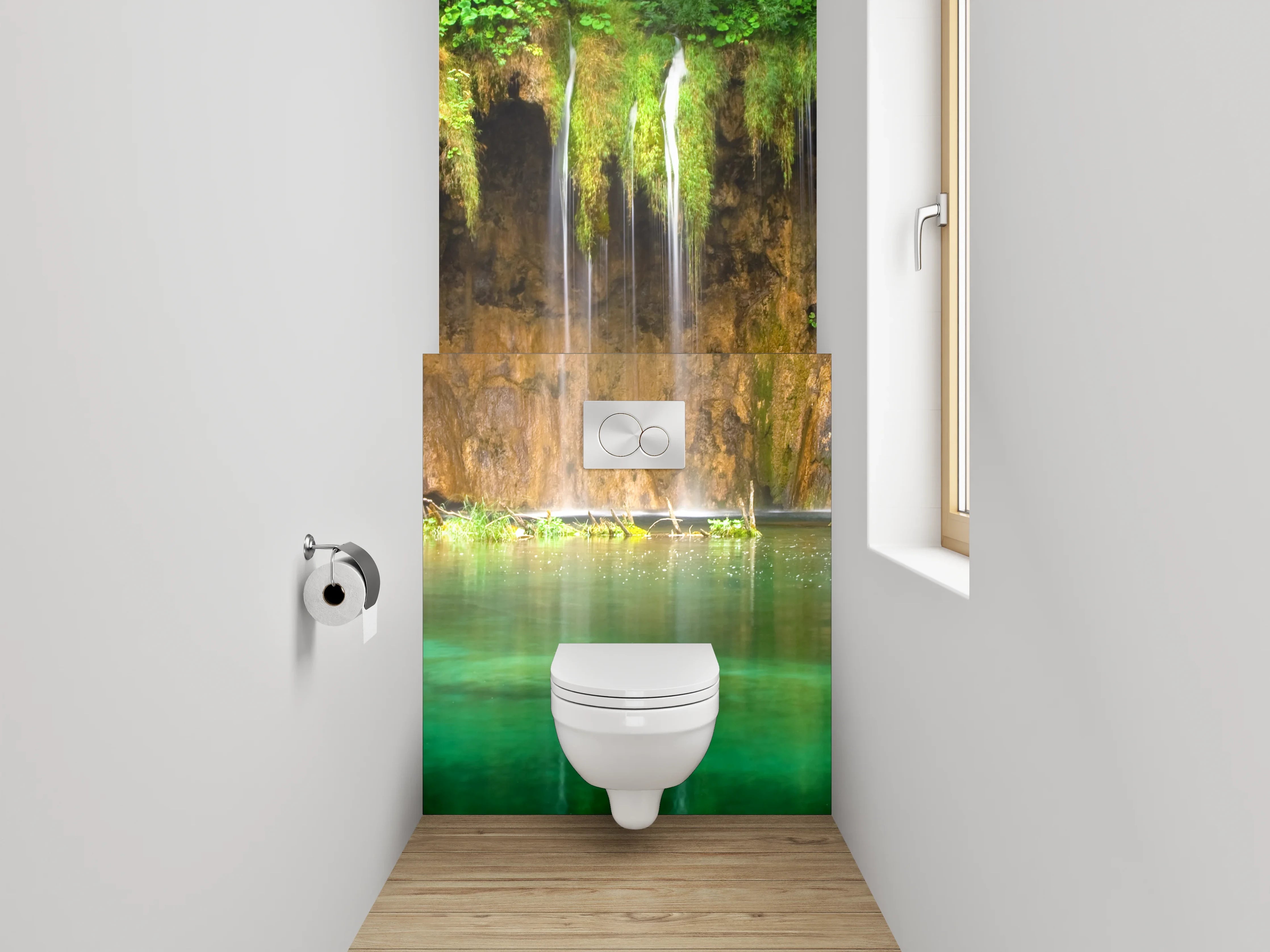 WC-Rückwand - Natur Wasserfall Idylle grüne Oase