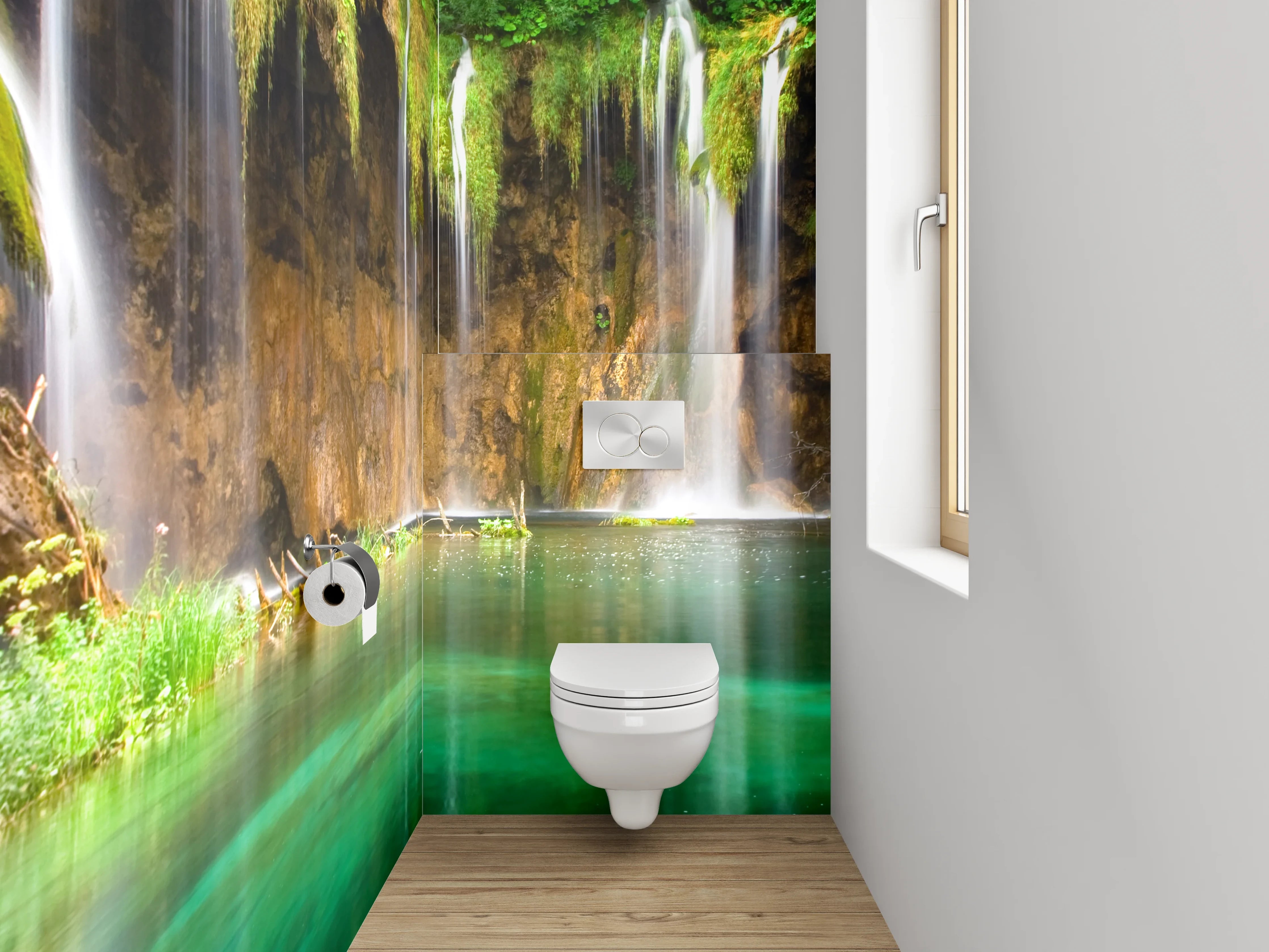 WC-Rückwand - Natur Wasserfall Idylle grüne Oase