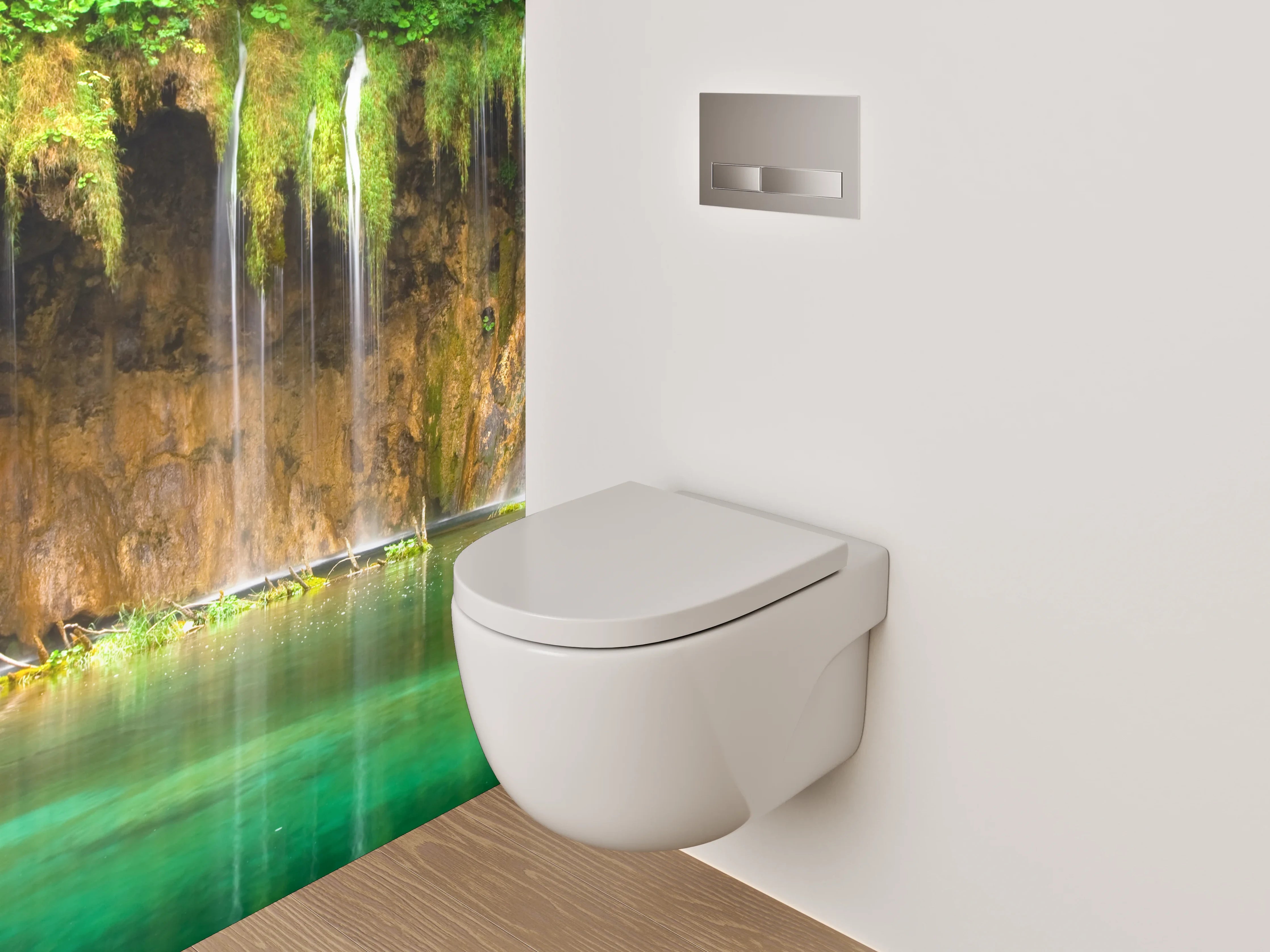 WC-Rückwand - Natur Wasserfall Idylle grüne Oase