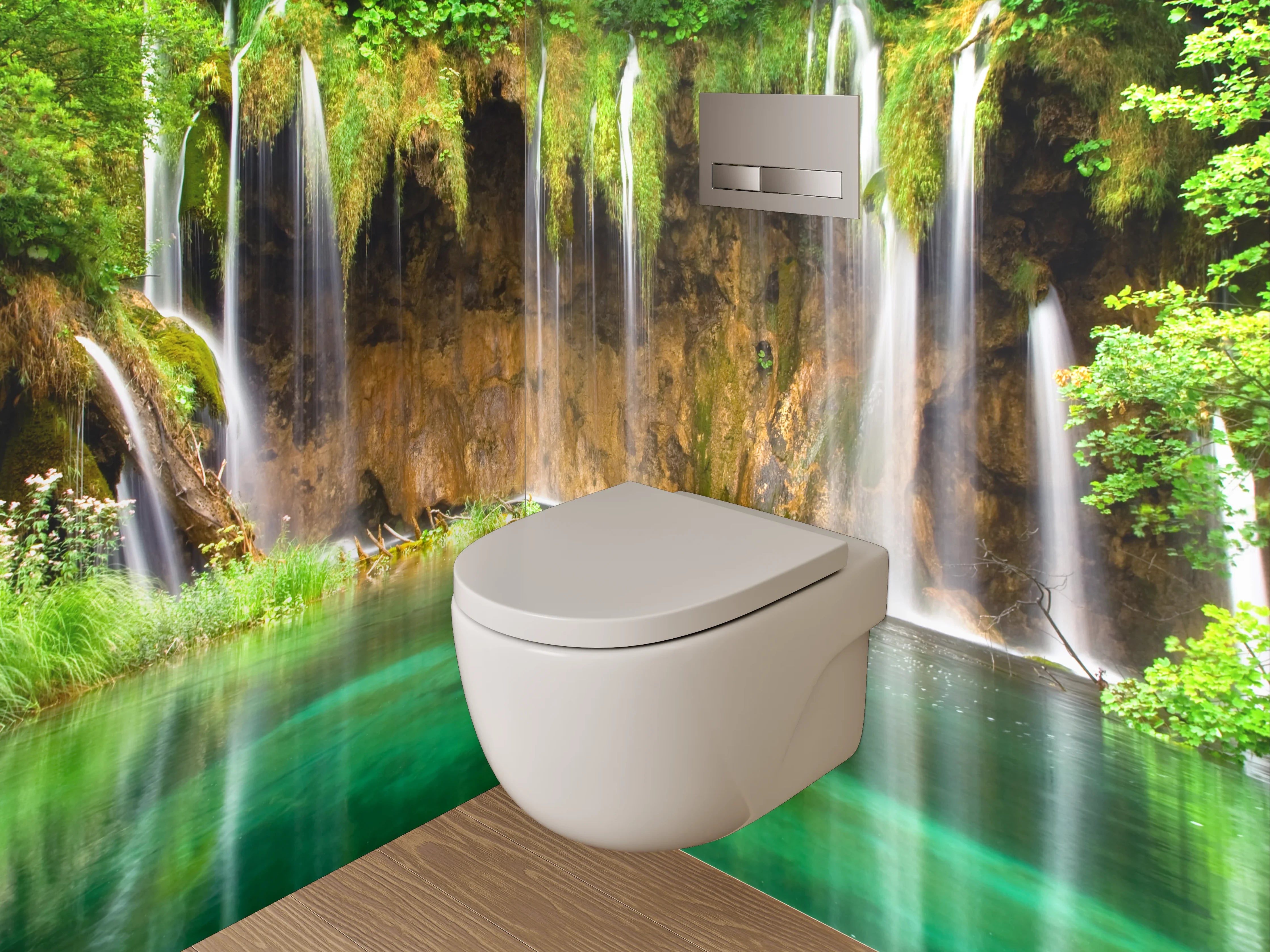 WC-Rückwand - Natur Wasserfall Idylle grüne Oase