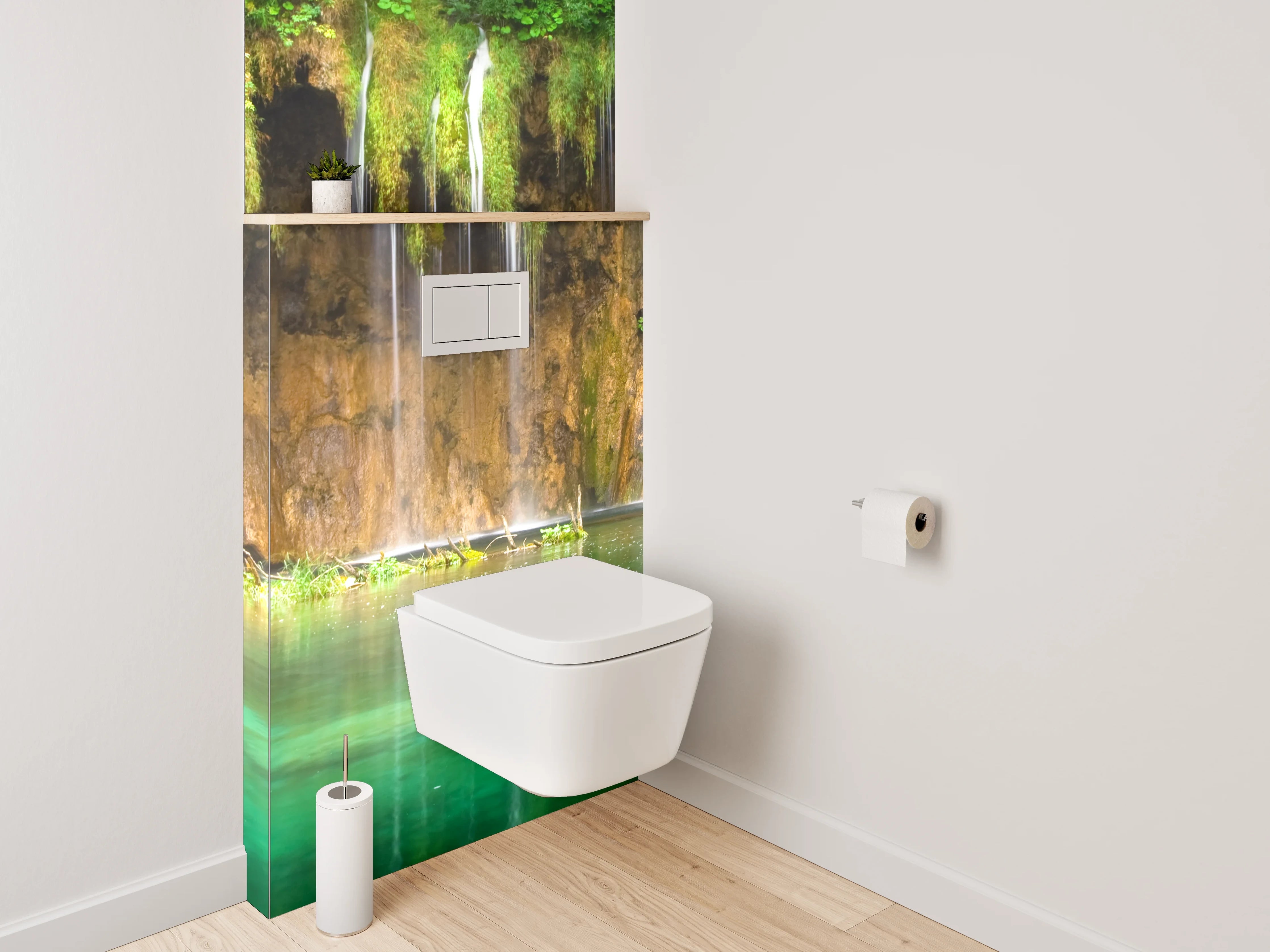 WC-Rückwand - Natur Wasserfall Idylle grüne Oase