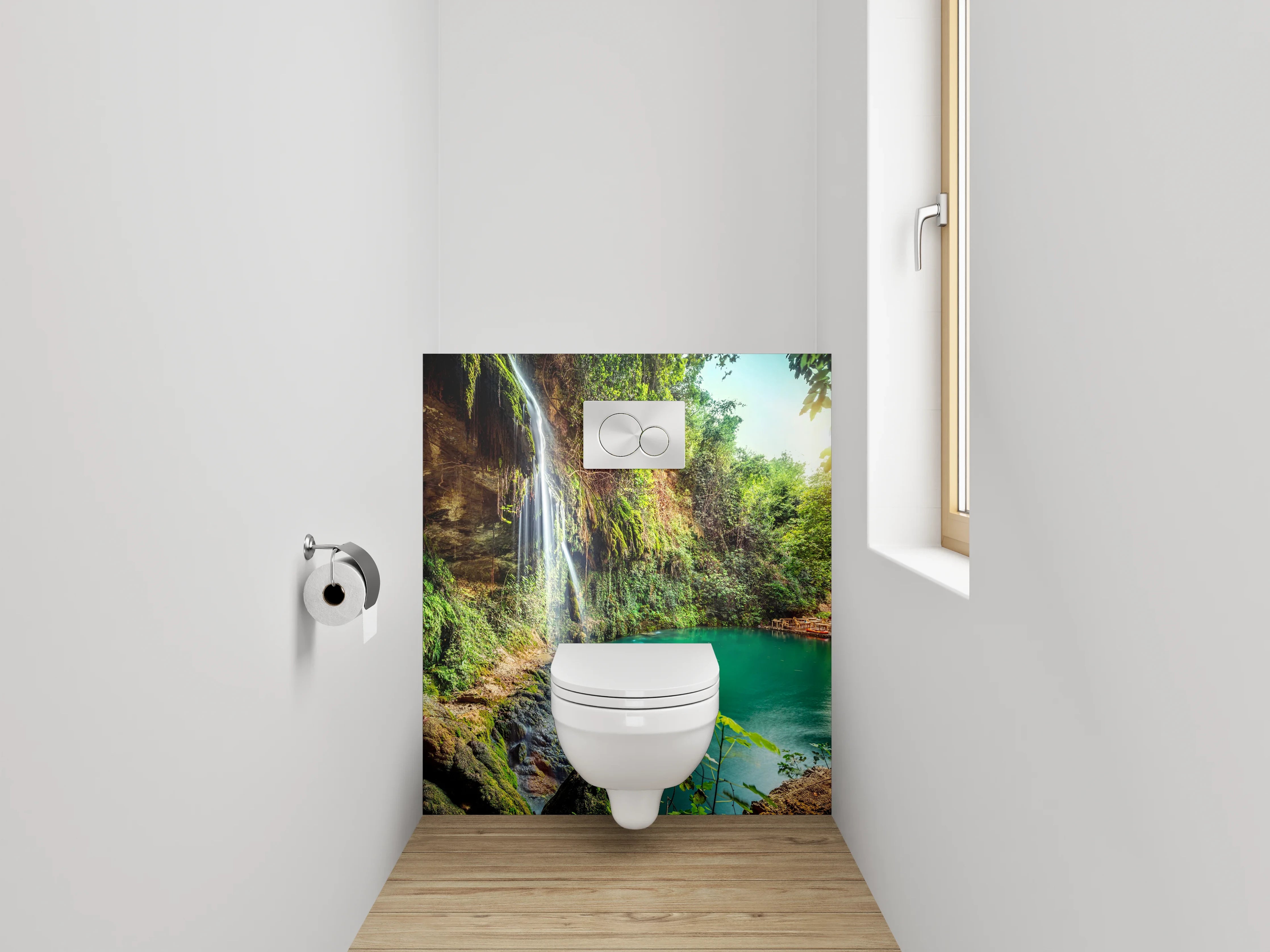 WC-Rückwand - Natur Wasserfall am türkisgrünen See