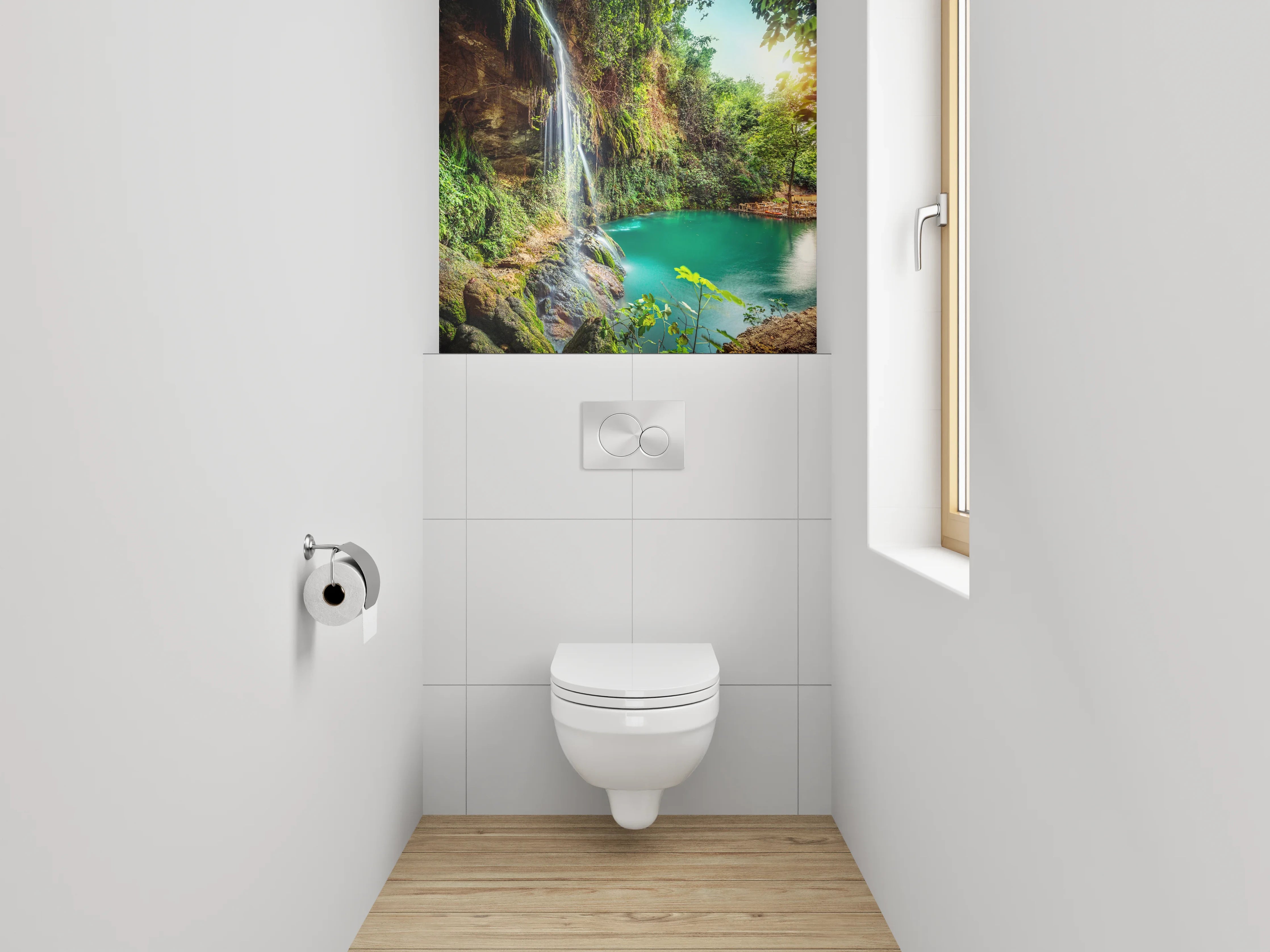 WC-Rückwand - Natur Wasserfall am türkisgrünen See