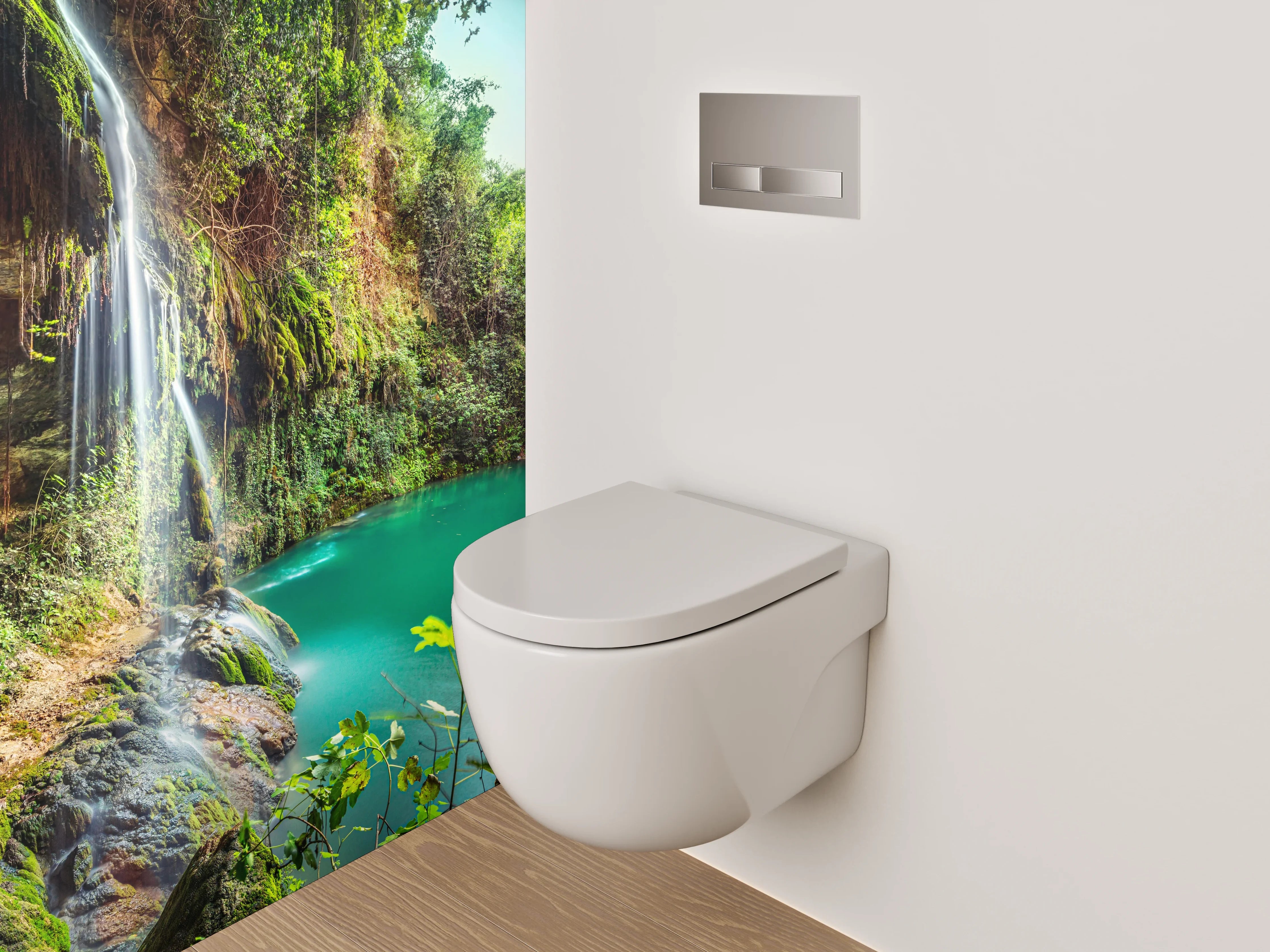 WC-Rückwand - Natur Wasserfall am türkisgrünen See