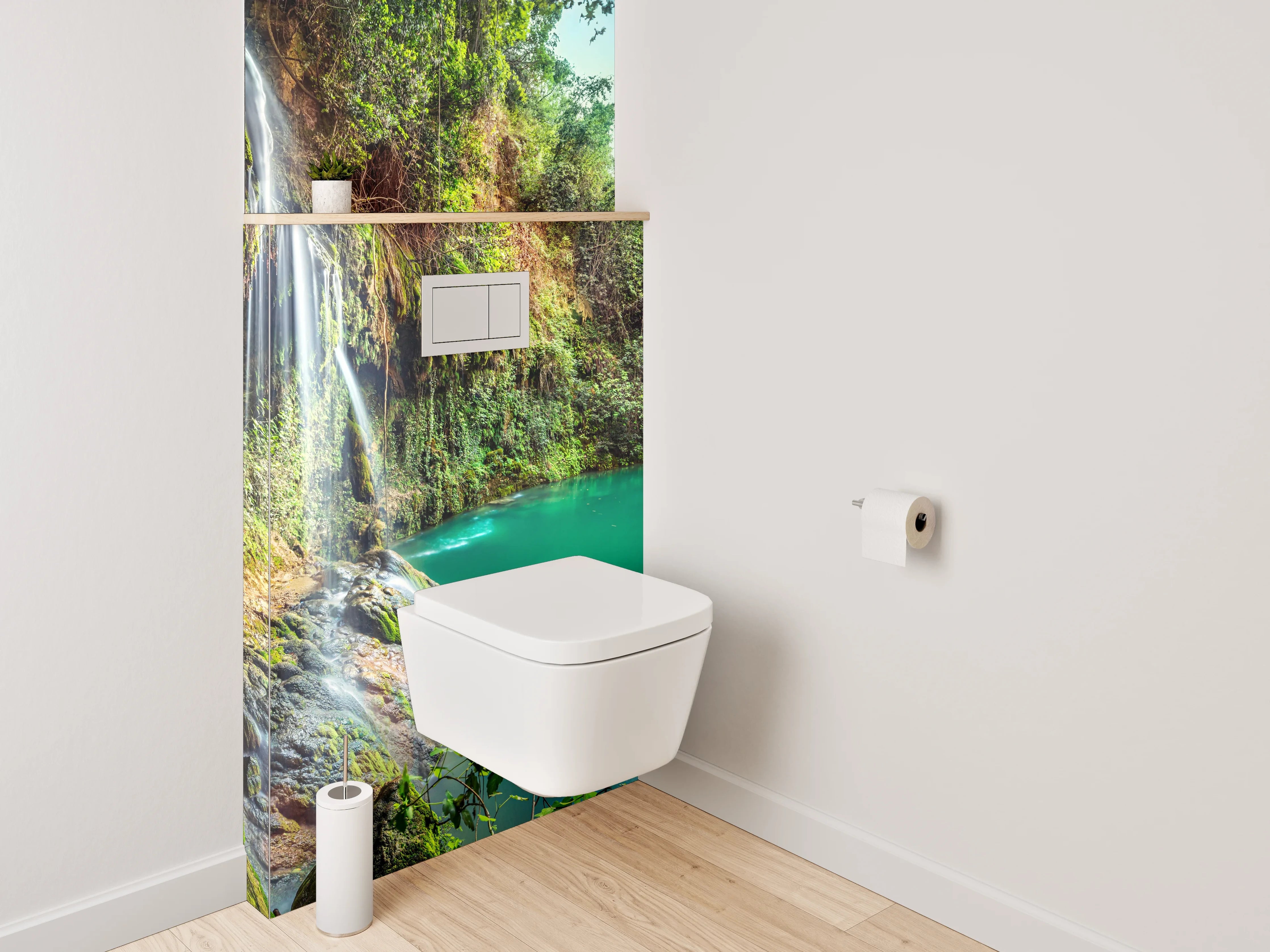 WC-Rückwand - Natur Wasserfall am türkisgrünen See