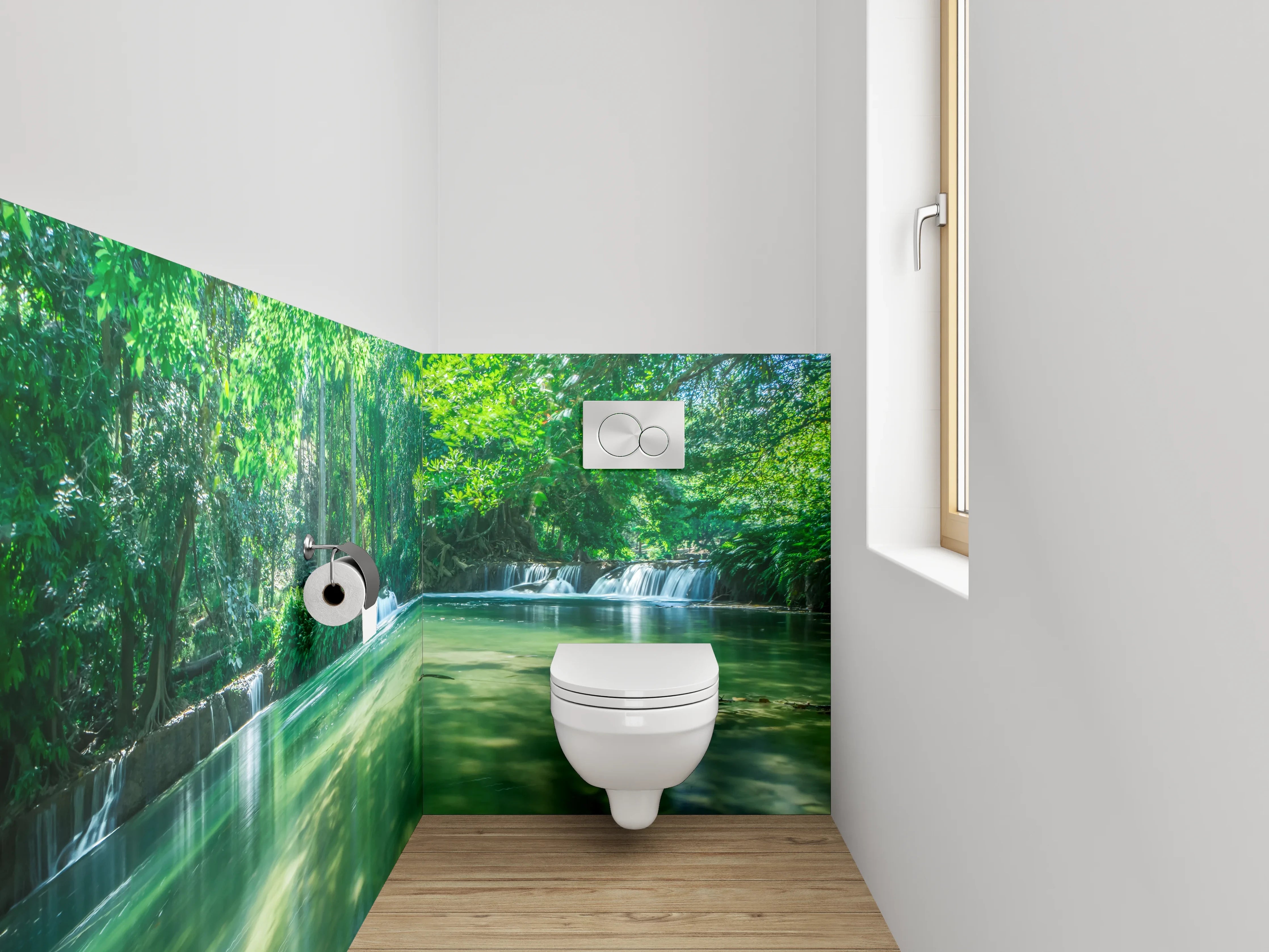 WC-Rückwand - Natur Wasserfall grüne Idylle