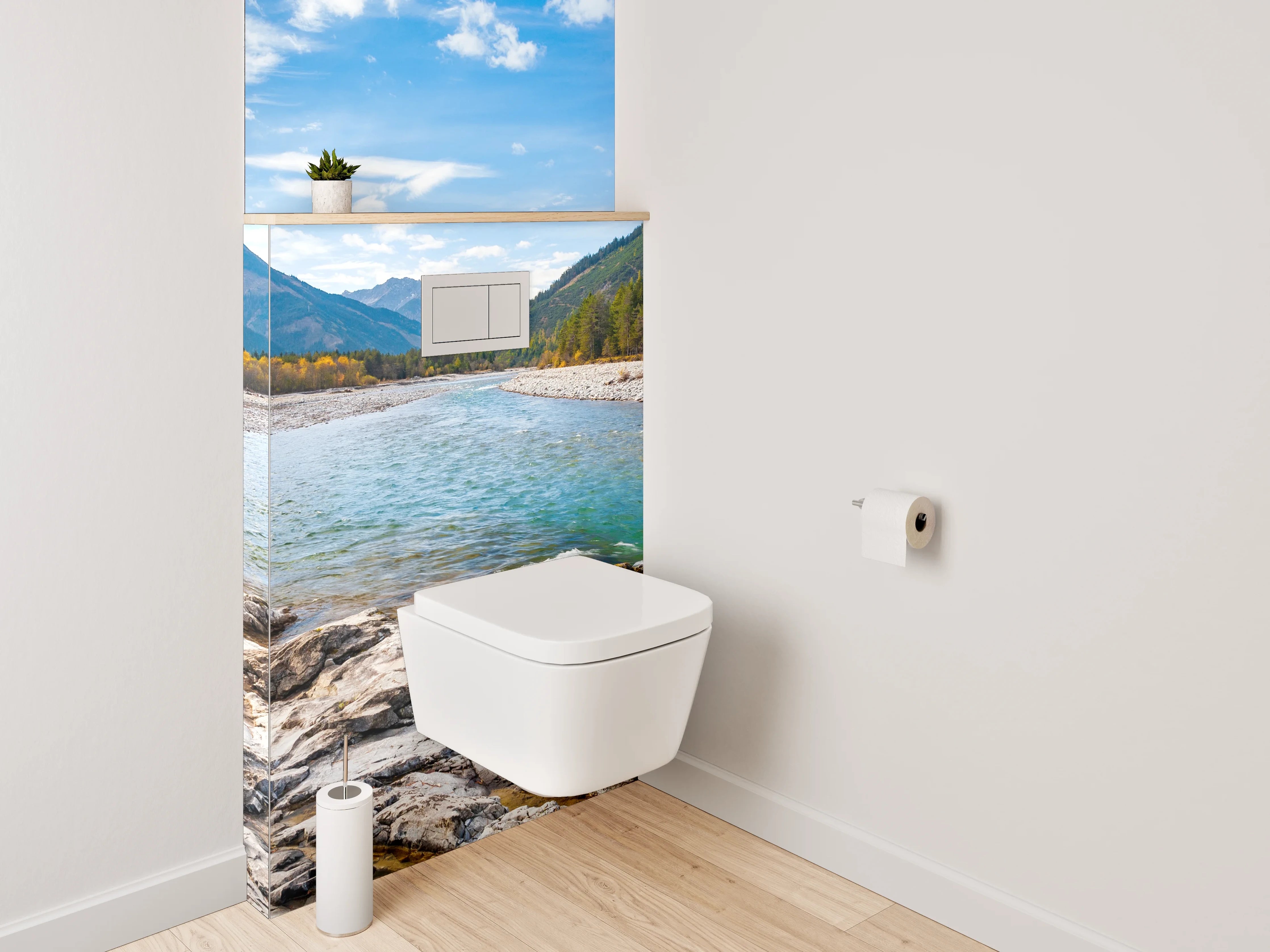 WC-Rückwand - Naturfluss in den Alpen