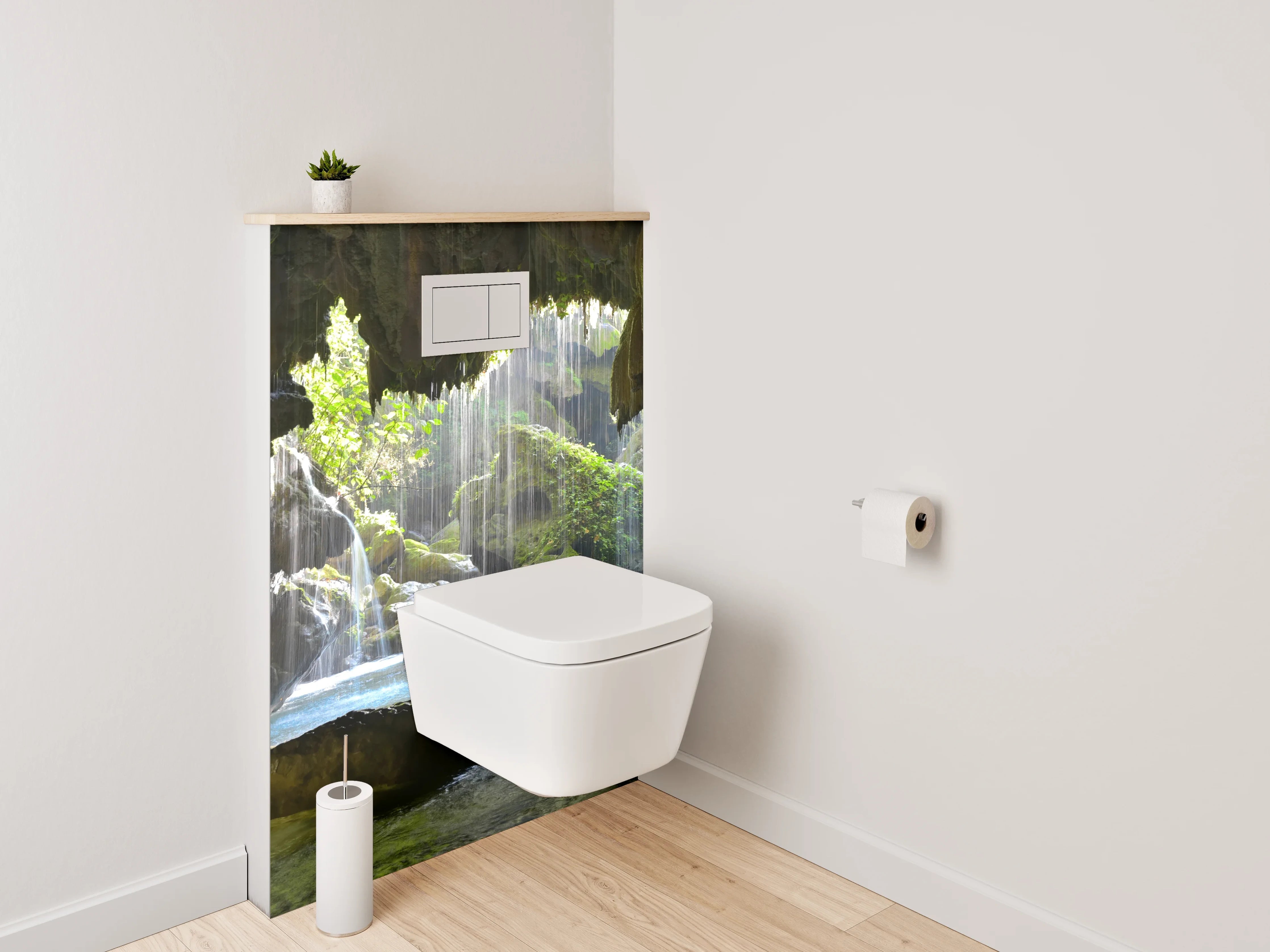 WC-Rückwand - Naturhöhle mit Wasserfall-Idylle
