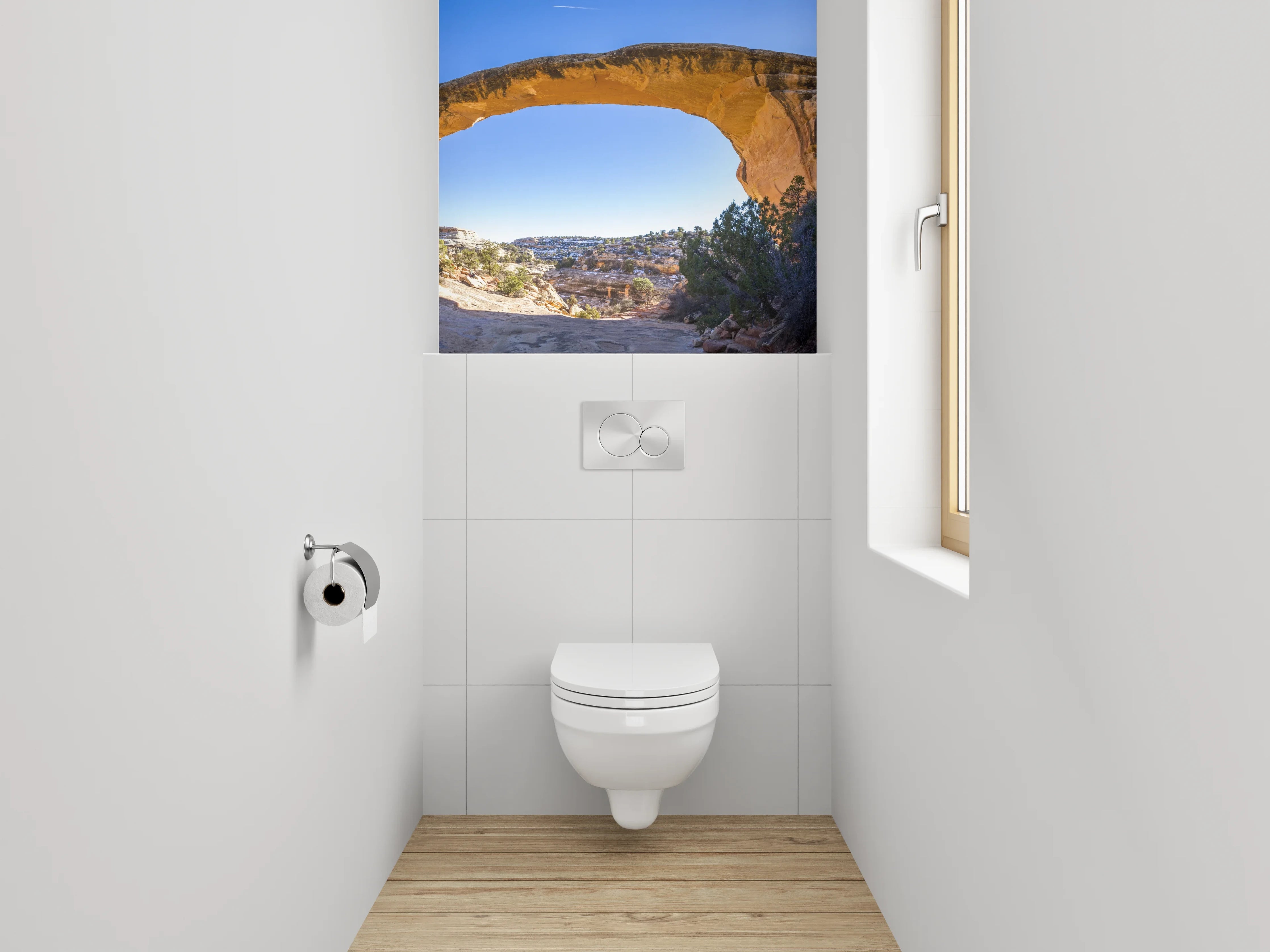 WC-Rückwand - Naturstein-Felsbogen Landschaft Panorama