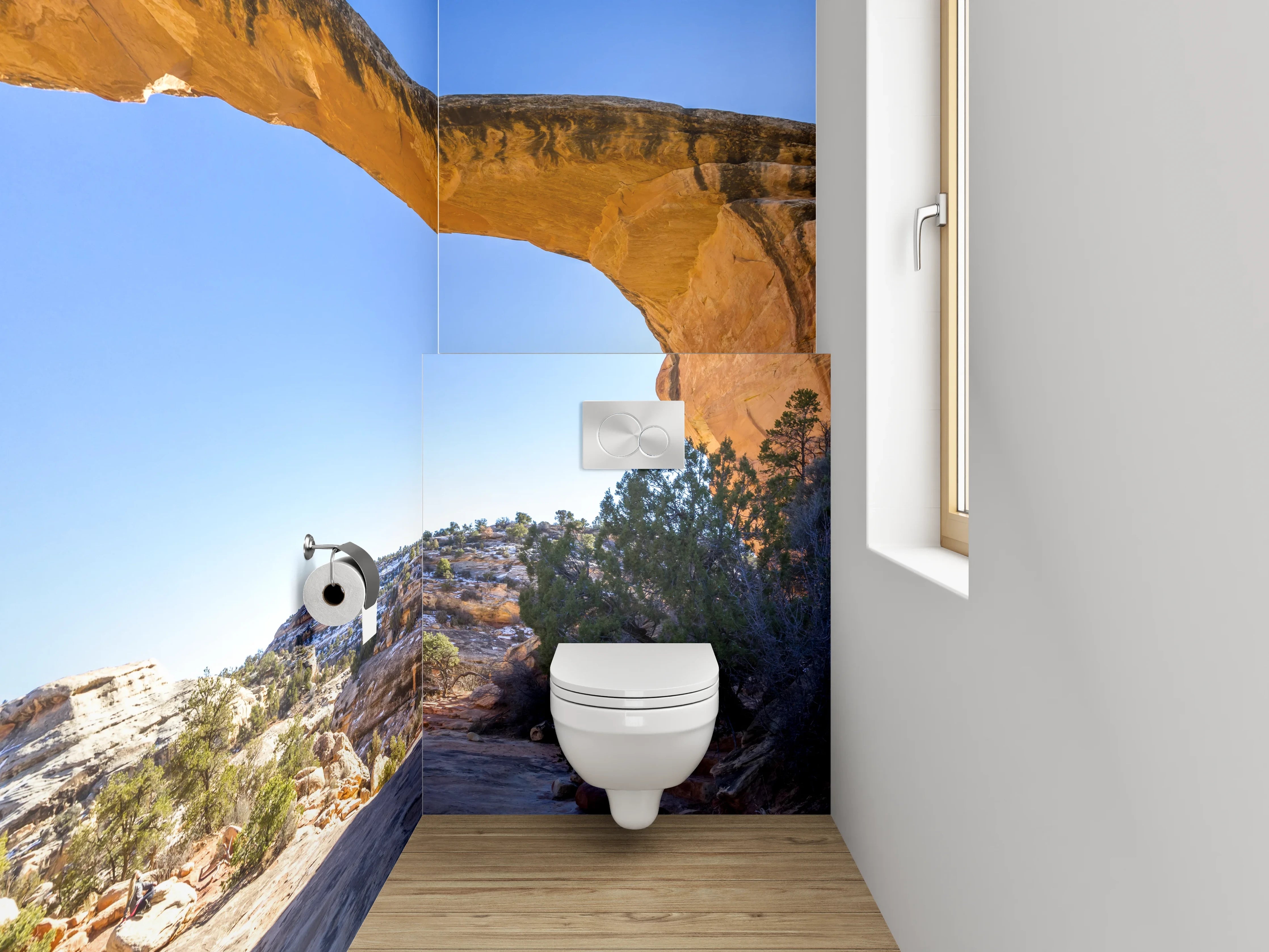 WC-Rückwand - Naturstein-Felsbogen Landschaft Panorama