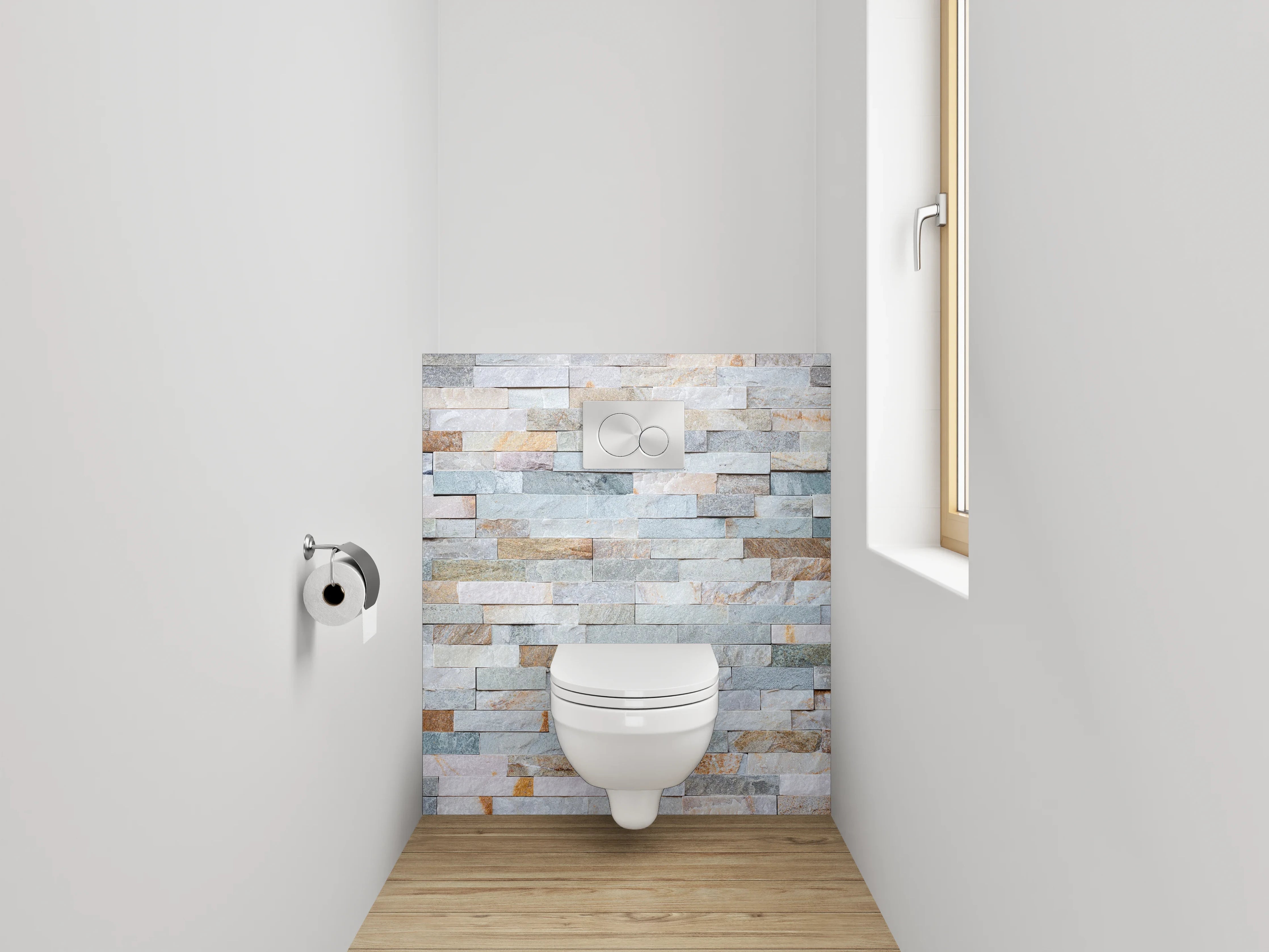 WC-Rückwand - Naturstein-Mosaik Weiß Grau