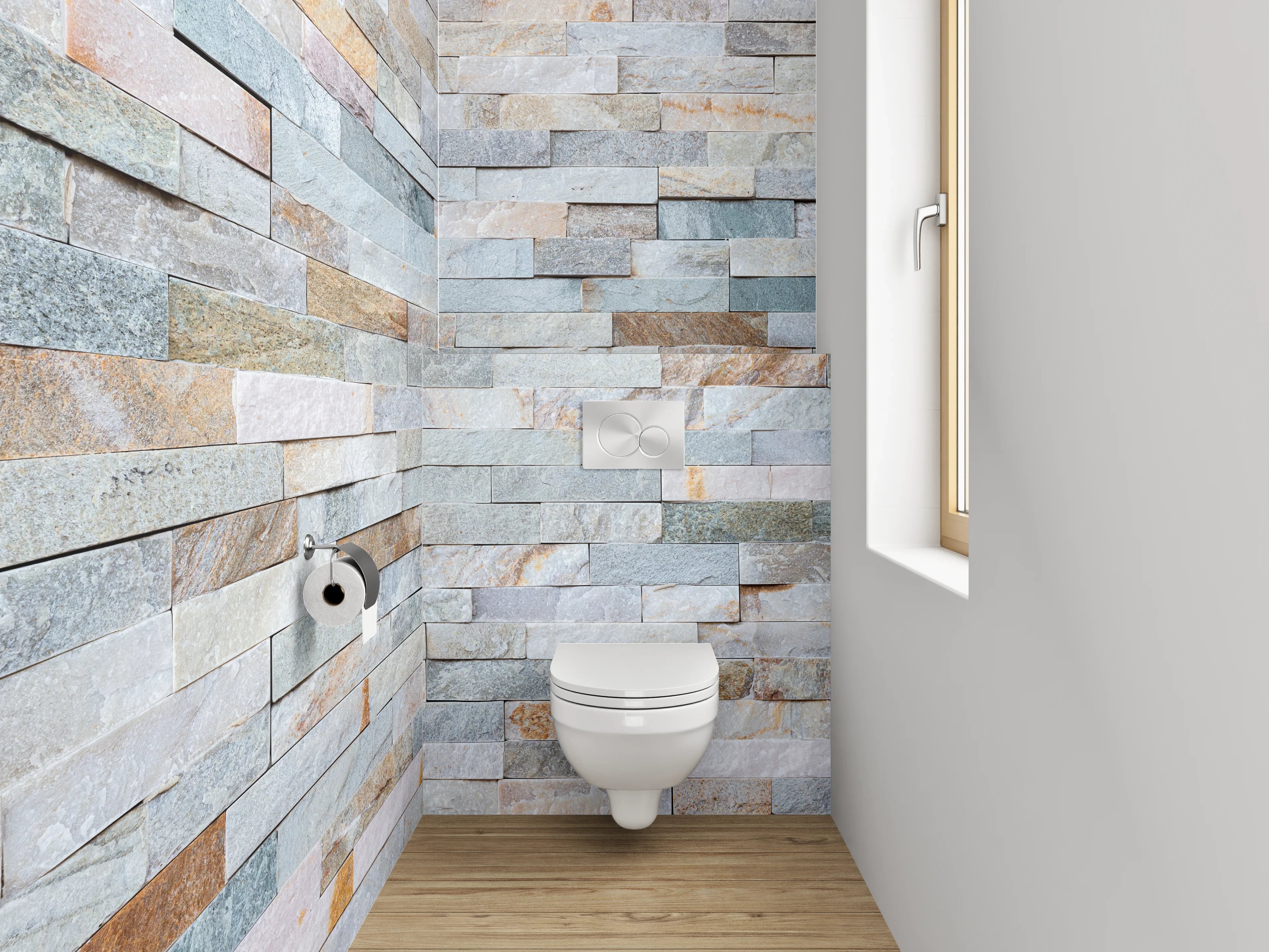 WC-Rückwand - Naturstein-Mosaik Weiß Grau