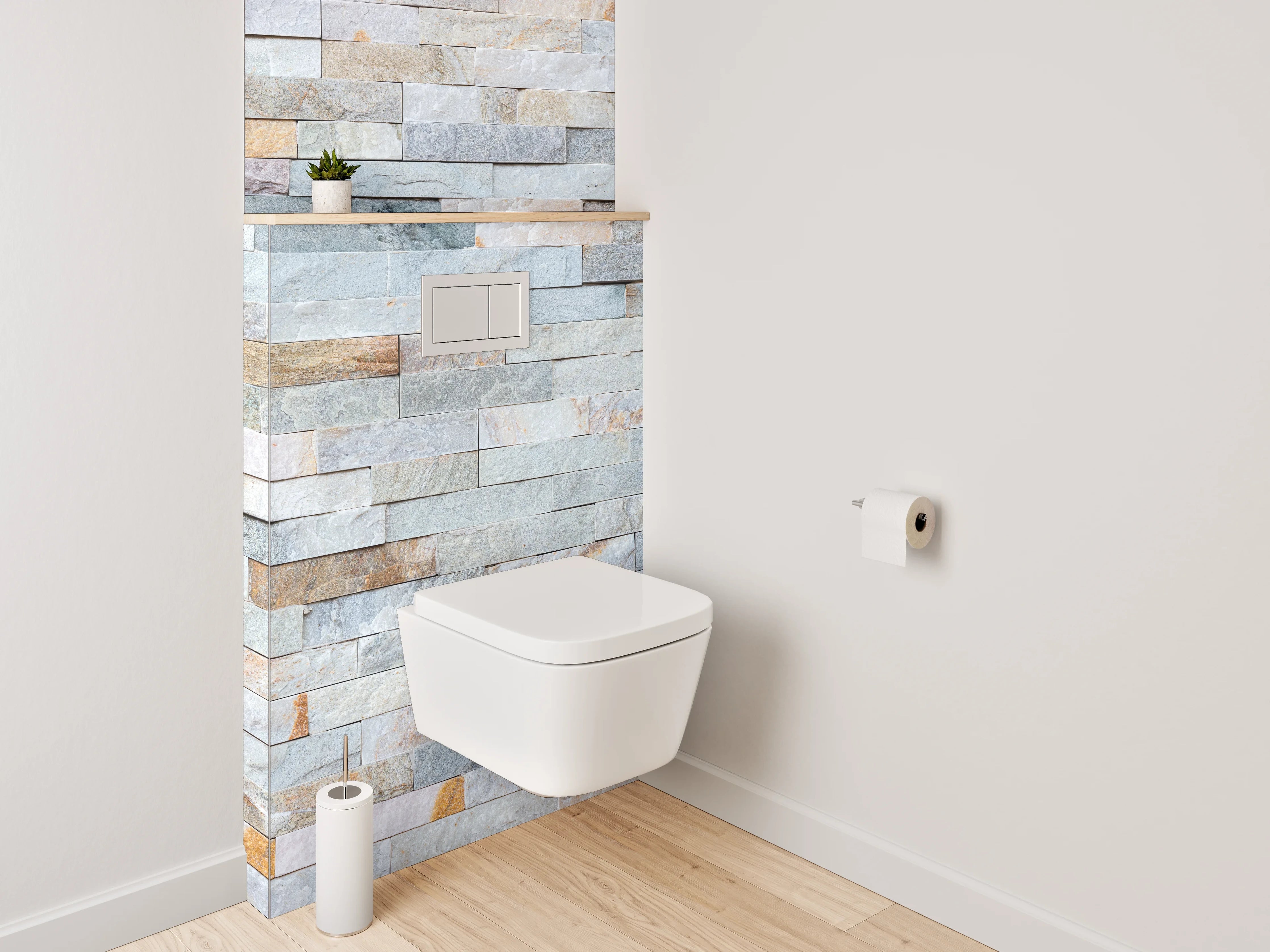 WC-Rückwand - Naturstein-Mosaik Weiß Grau