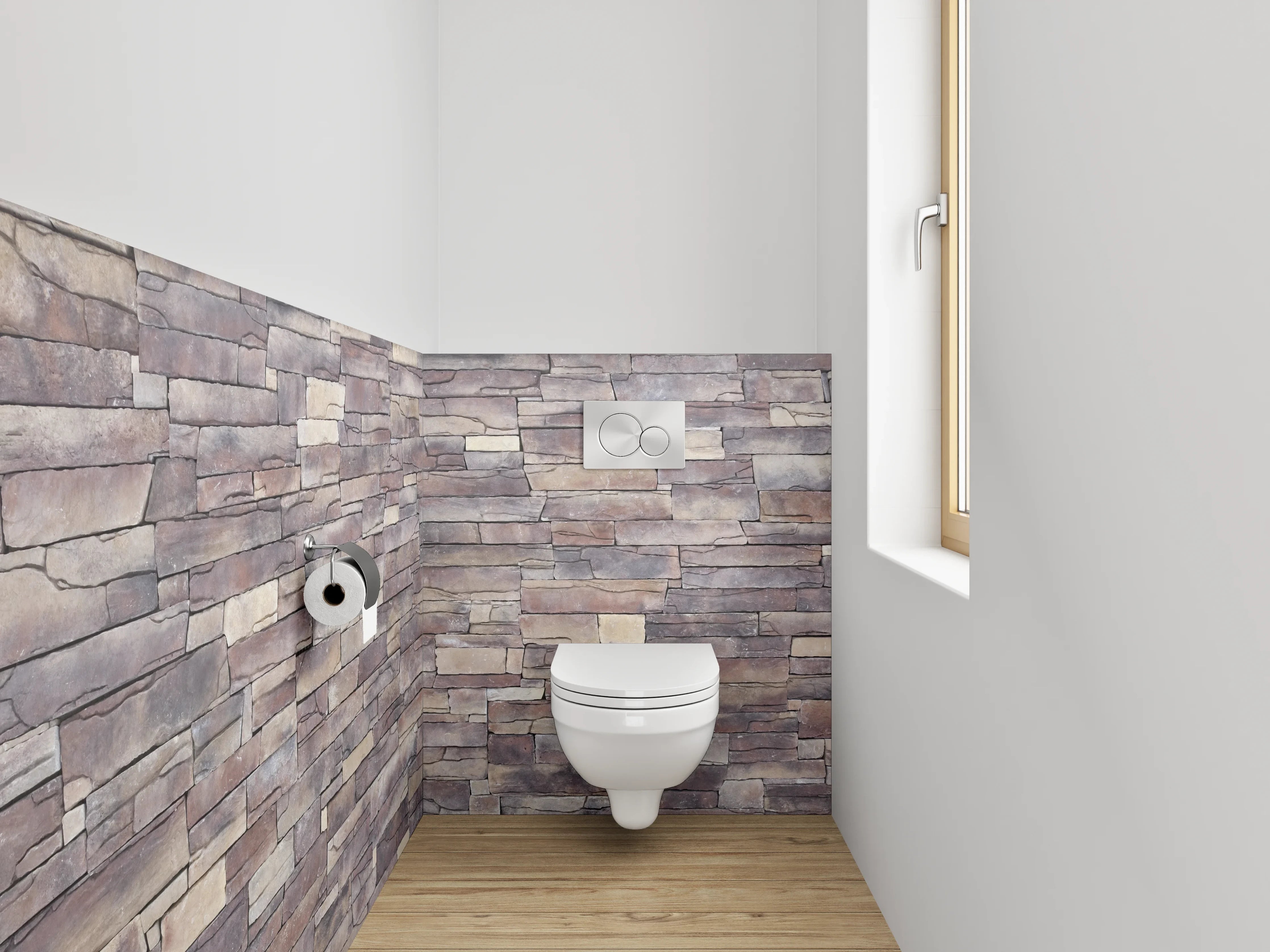 WC-Rückwand - Naturstein-Optik Wandverkleidung Braun Beige Grau