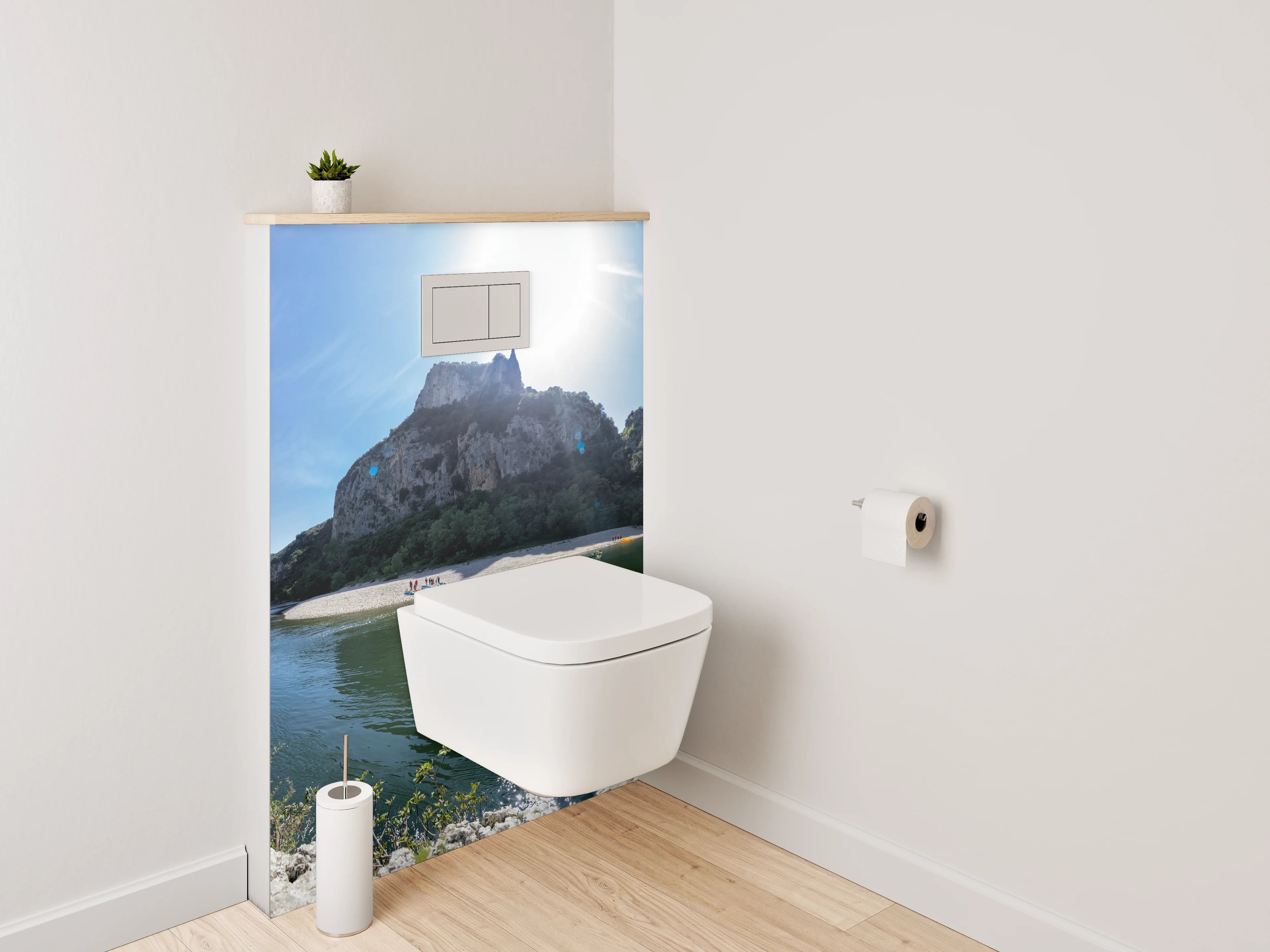 WC-Rückwand - Natursteinbogen am Flussufer