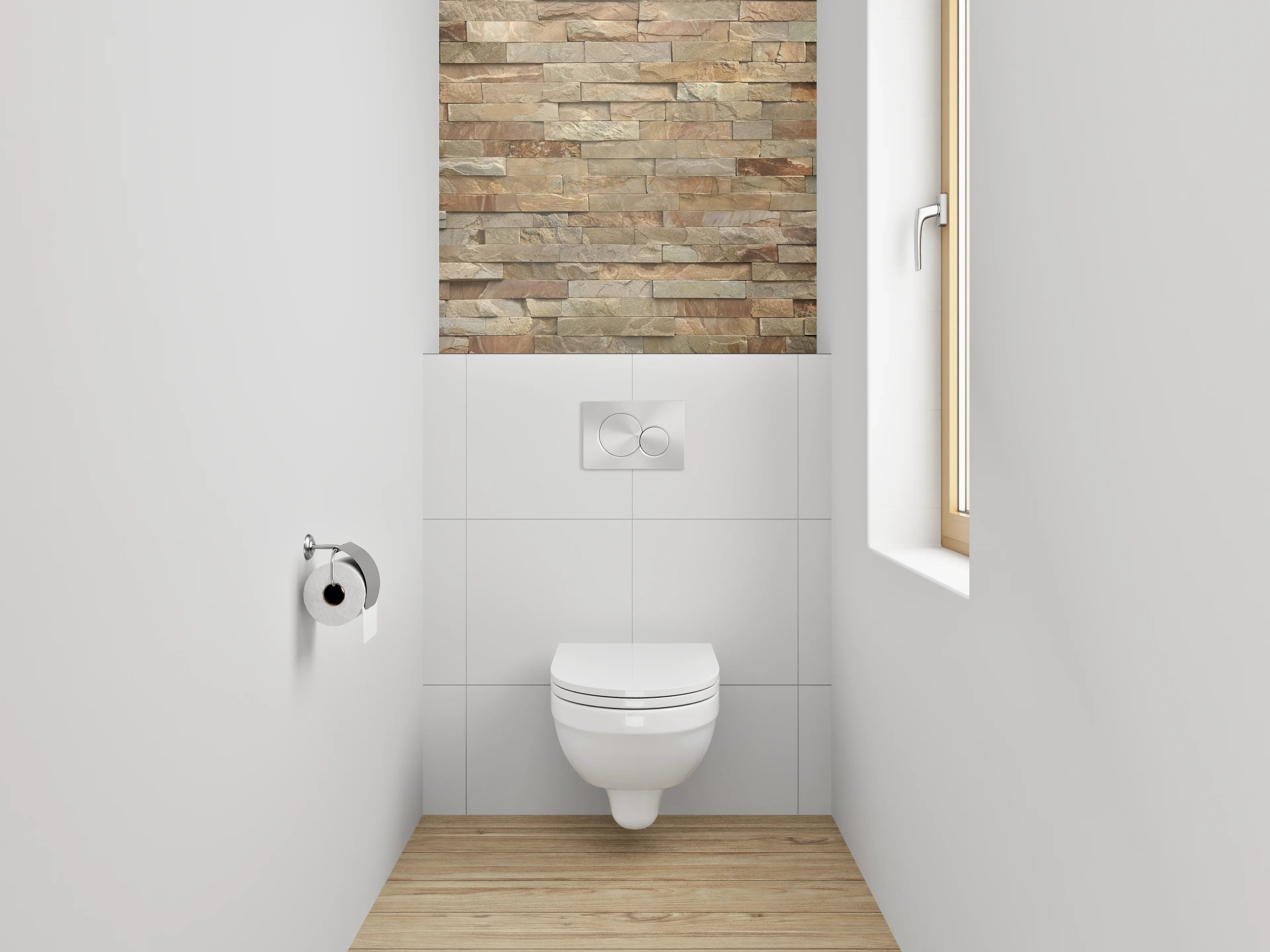 WC-Rückwand - Natursteinmauer Optik Braun Beige