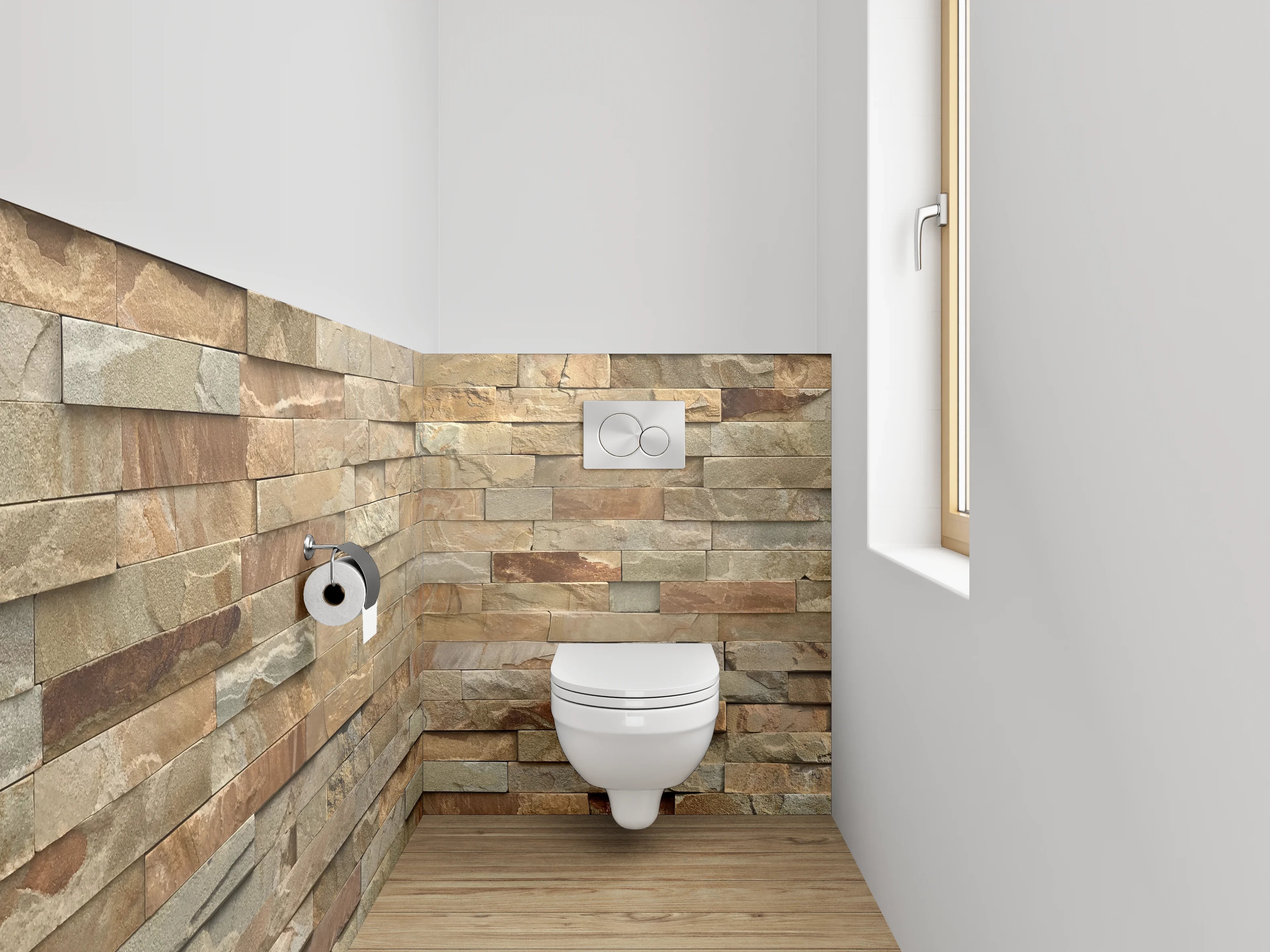 WC-Rückwand - Natursteinmauer Optik Braun Beige