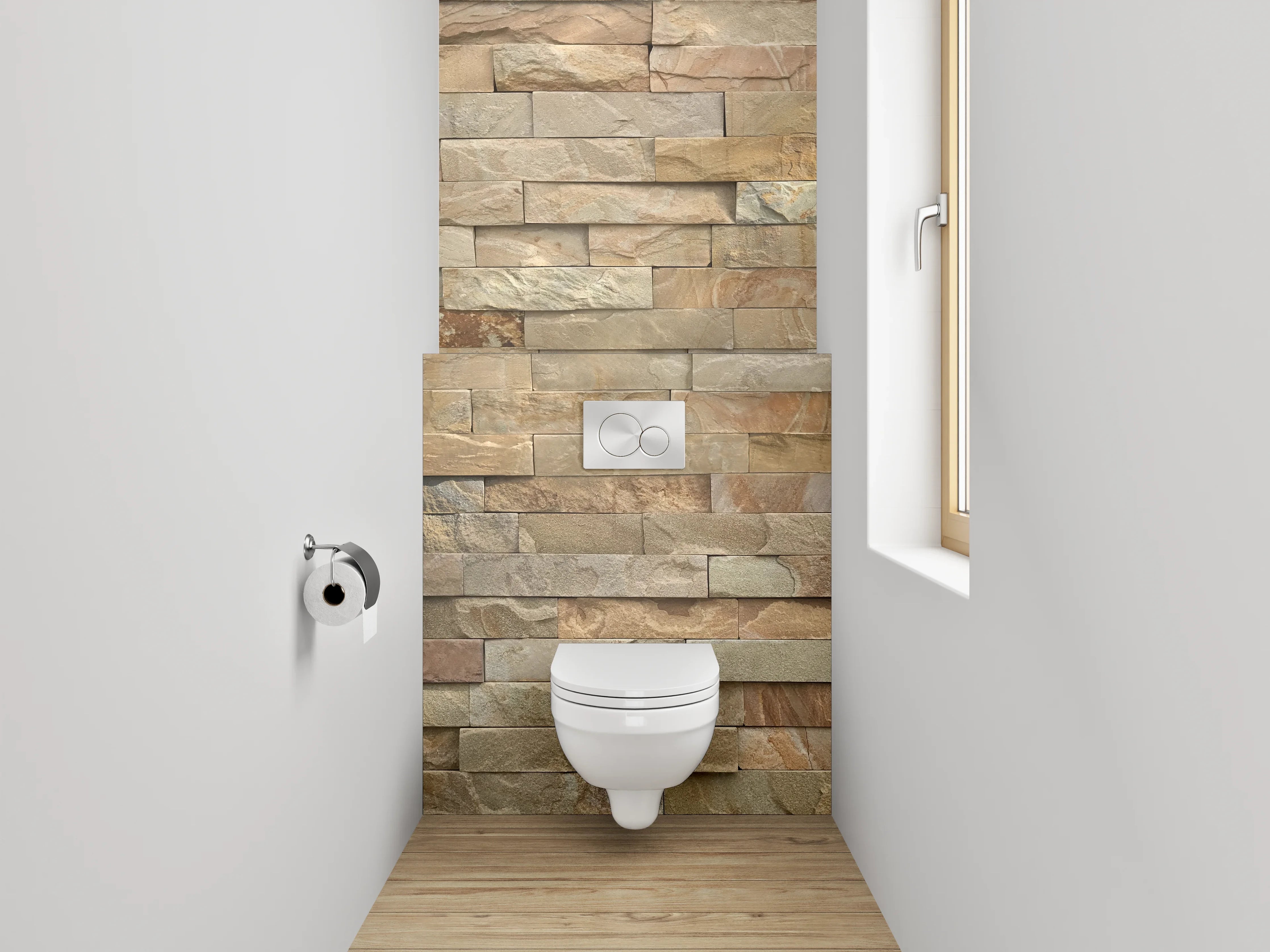 WC-Rückwand - Natursteinmauer Optik Braun Beige