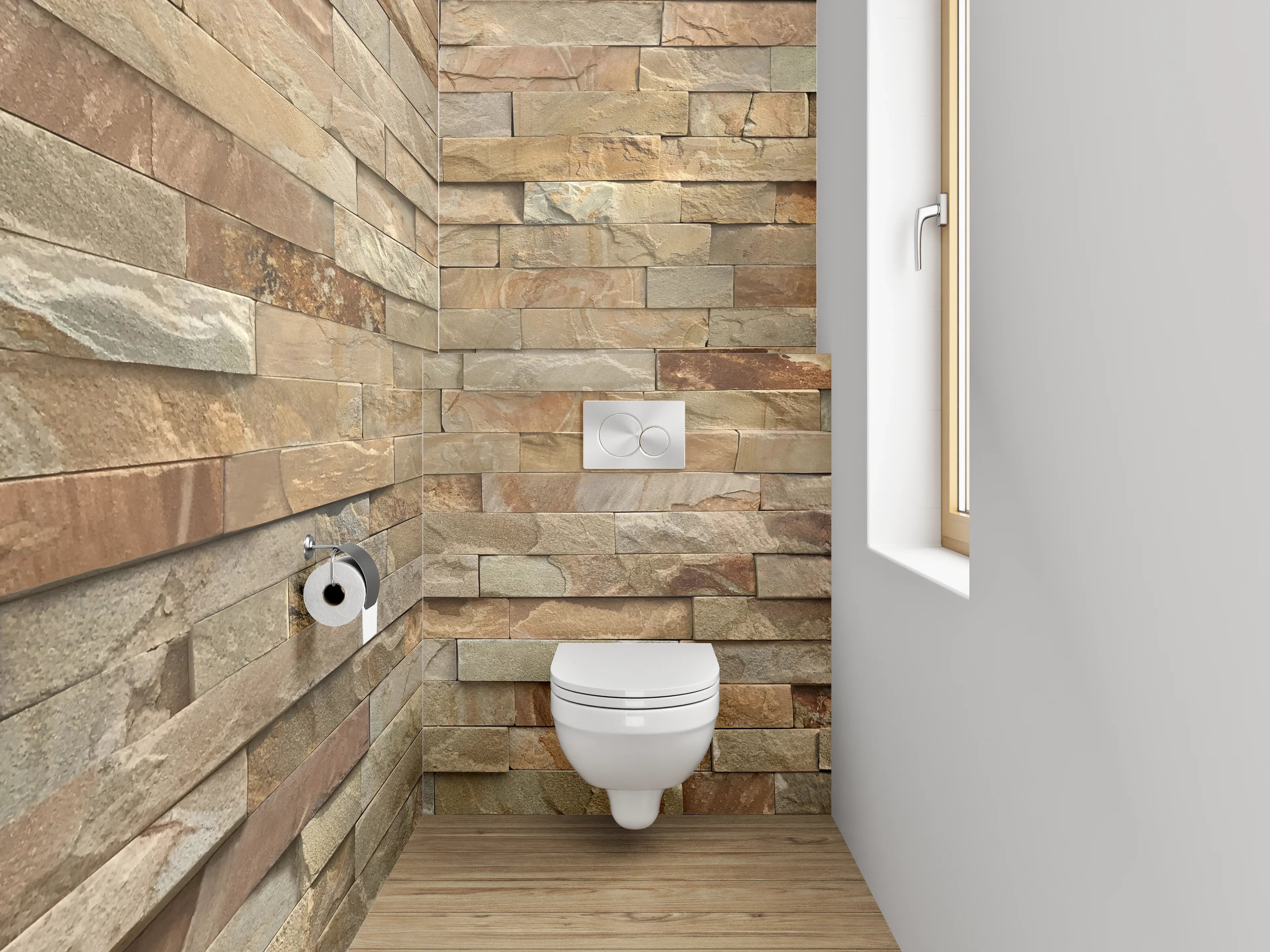 WC-Rückwand - Natursteinmauer Optik Braun Beige